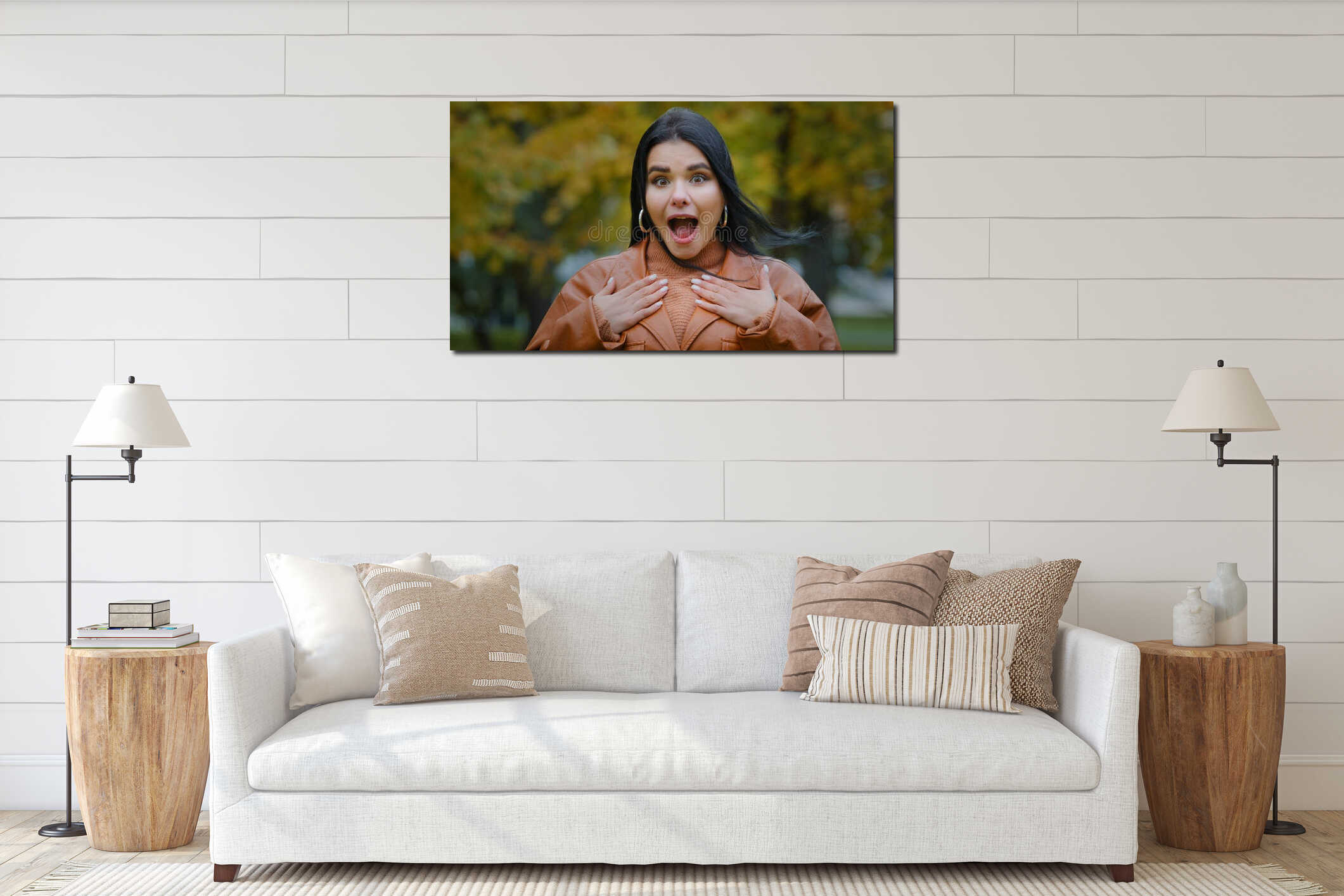 Canvas hanging interior mockup