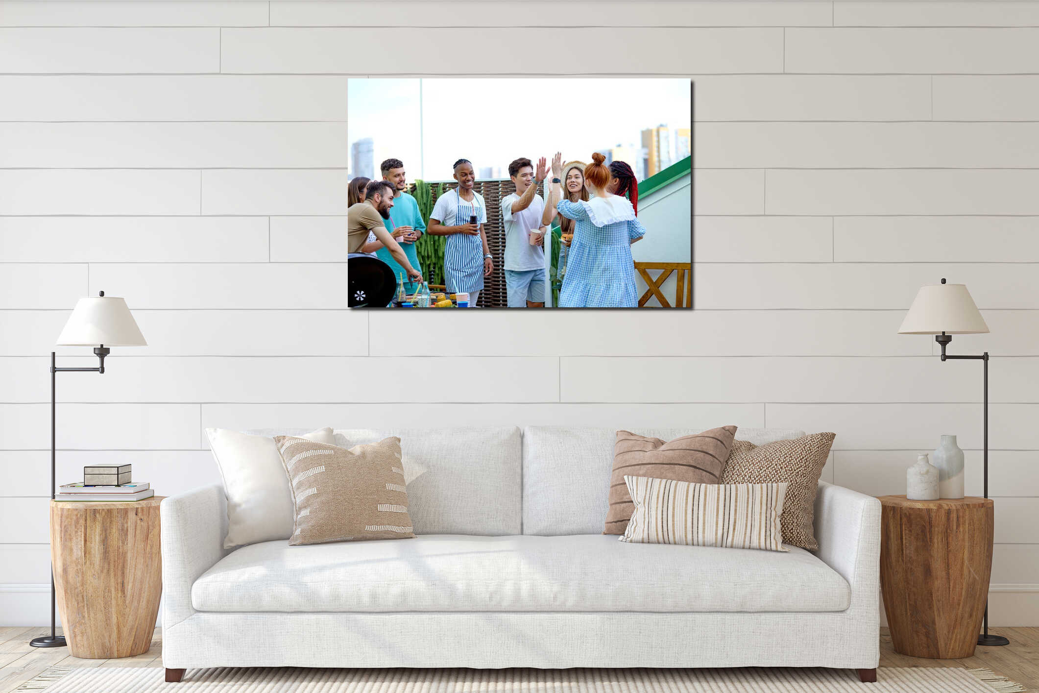 Canvas hanging interior mockup