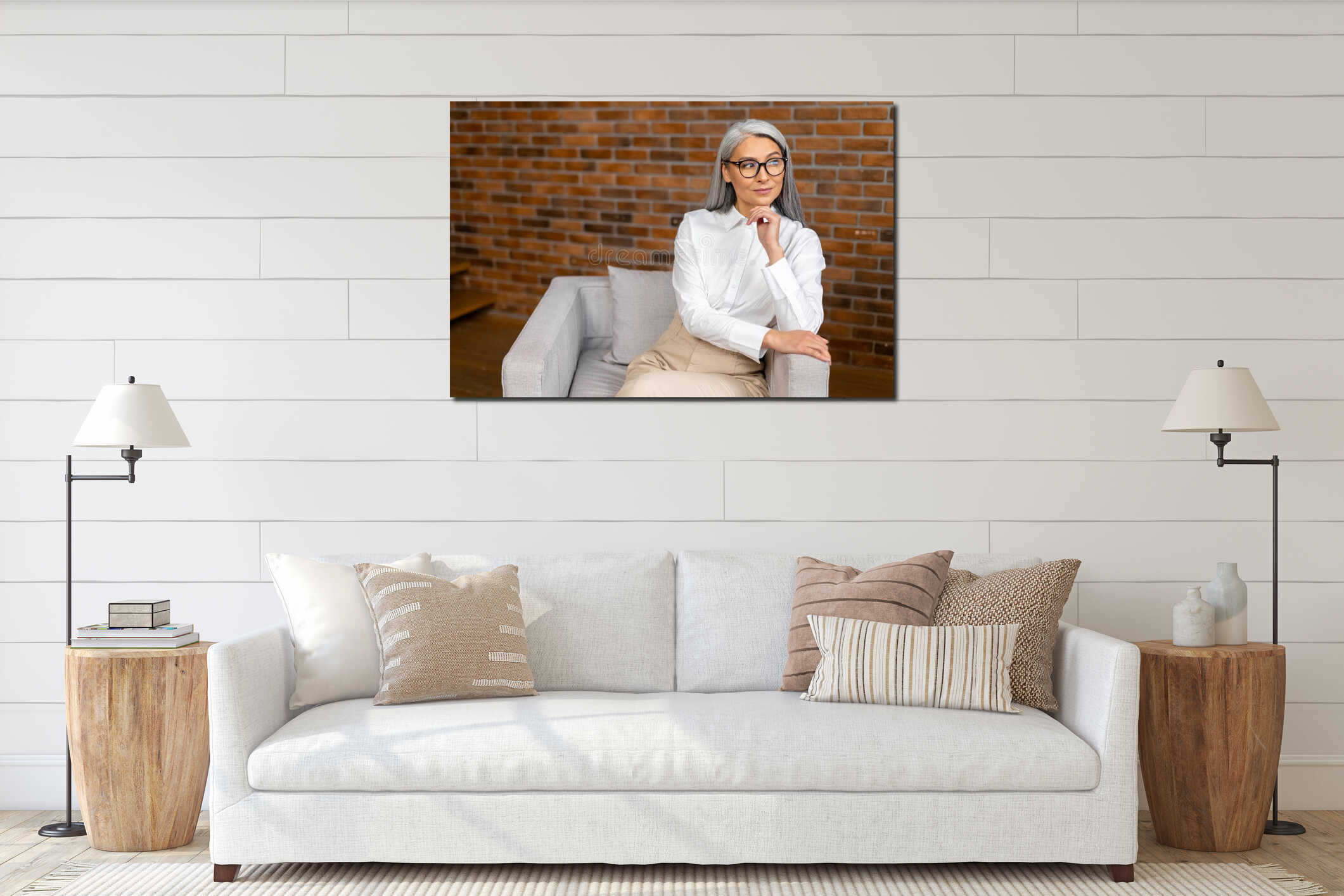 Canvas hanging interior mockup