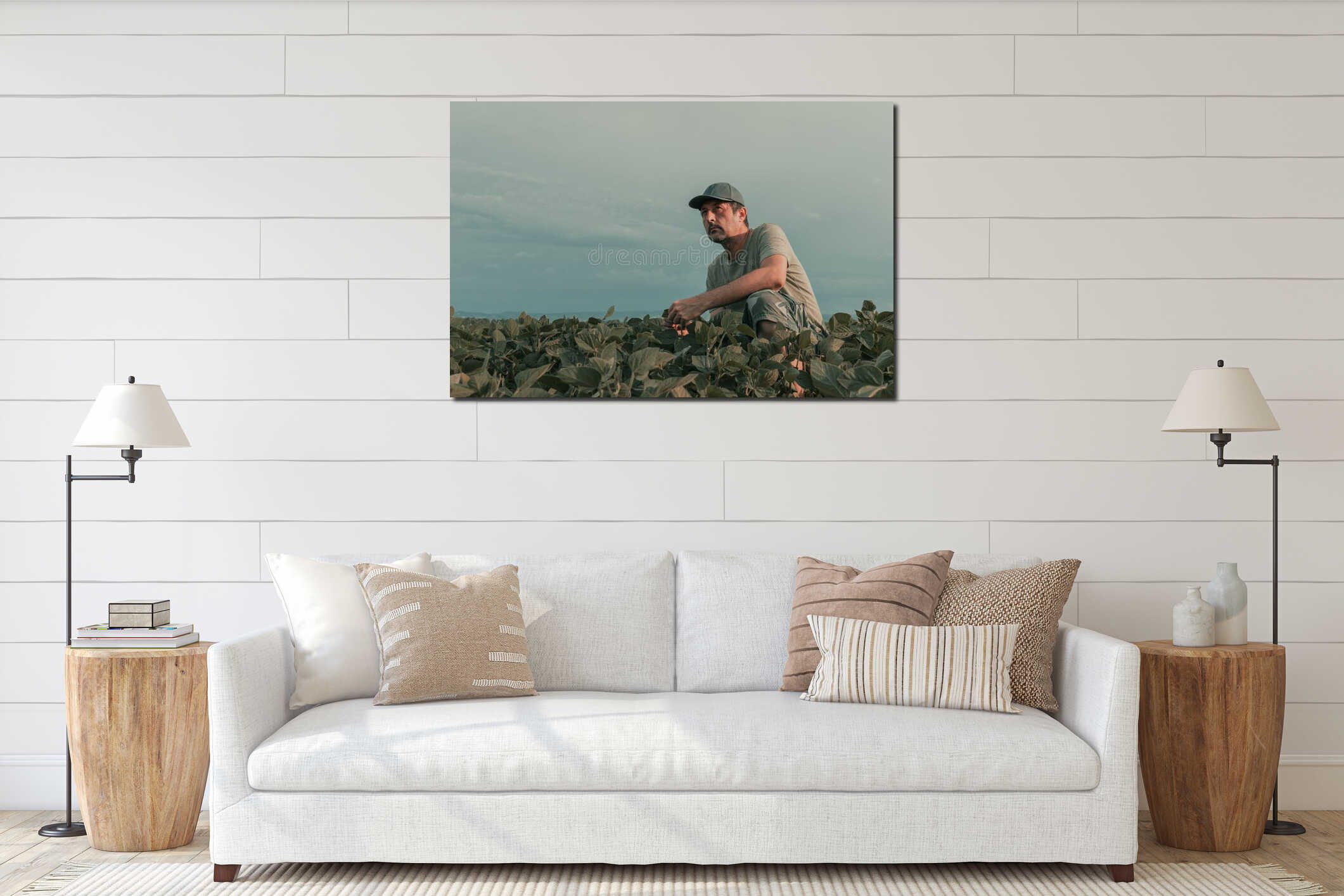 Canvas hanging interior mockup