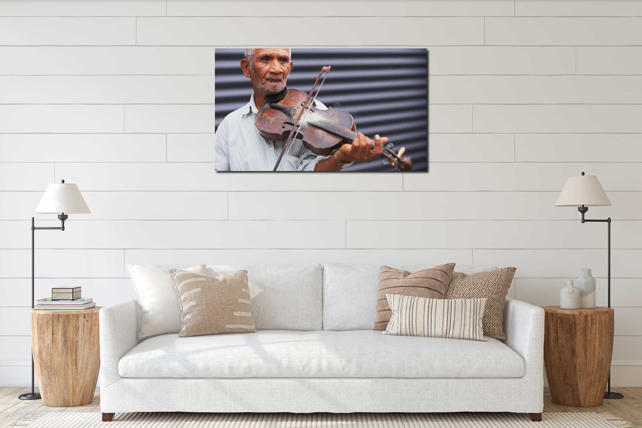 Canvas hanging interior mockup