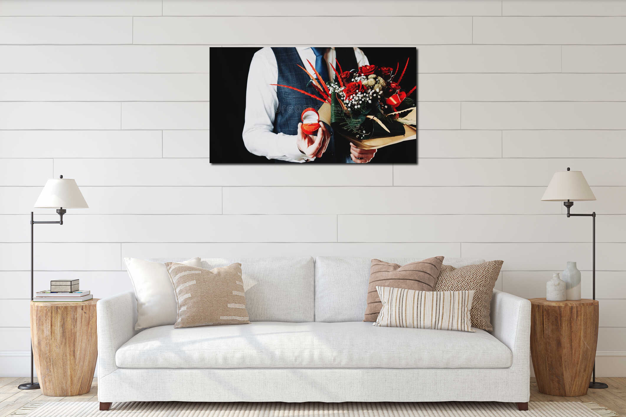 Canvas hanging interior mockup