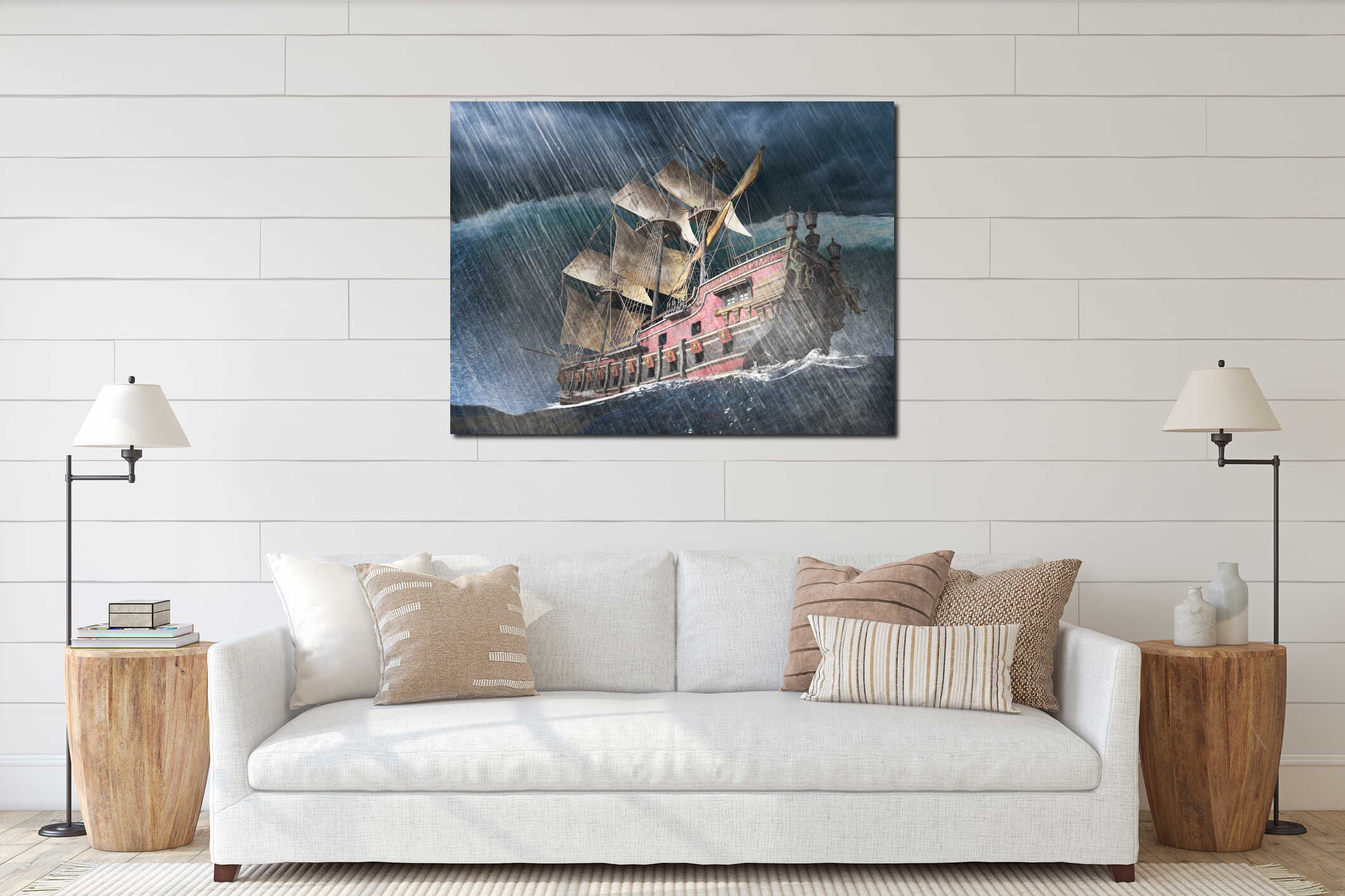 Canvas hanging interior mockup