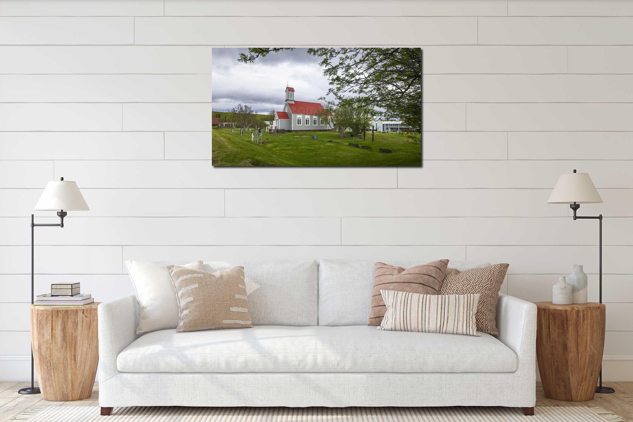 Canvas hanging interior mockup