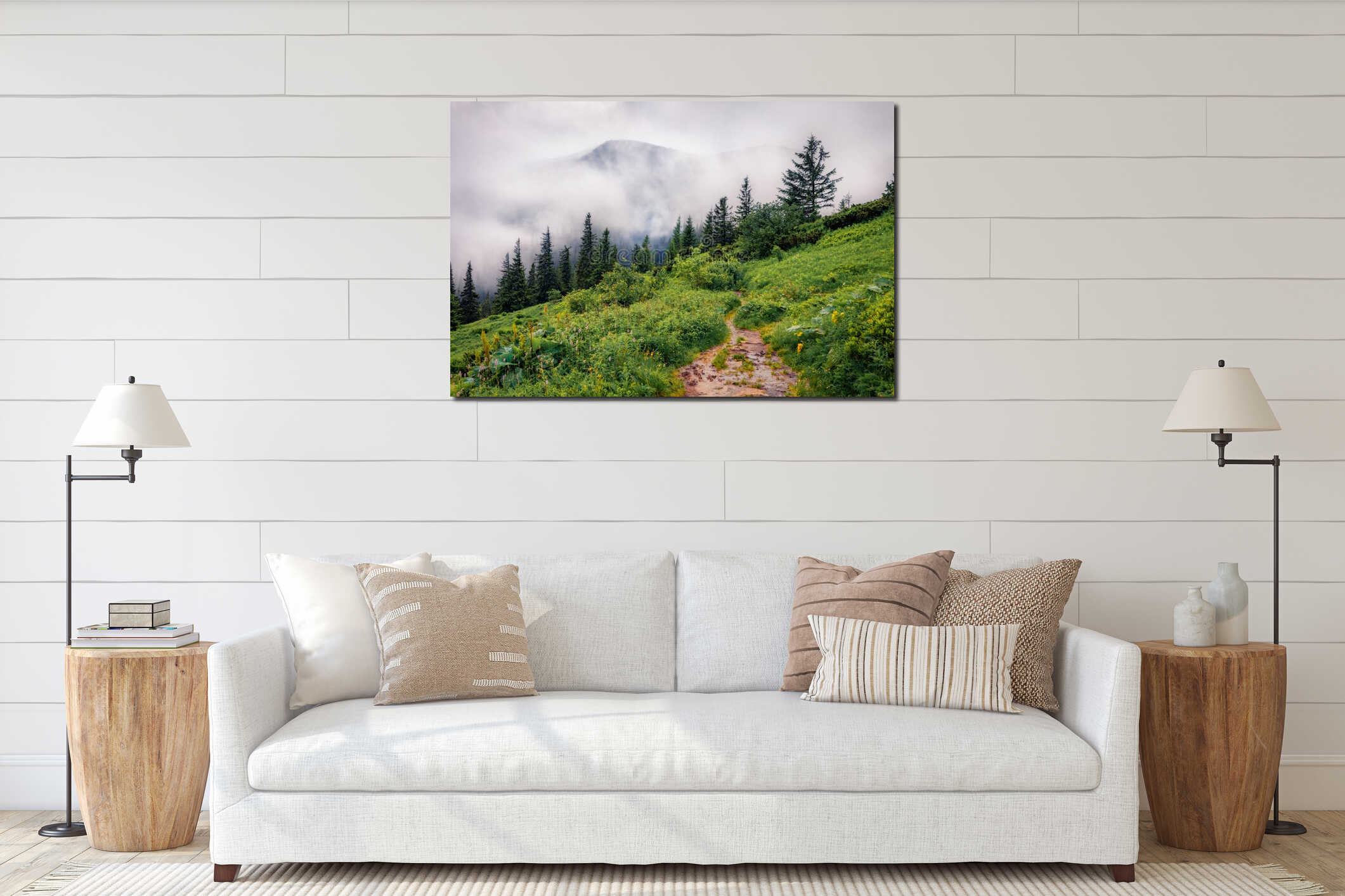 Canvas hanging interior mockup