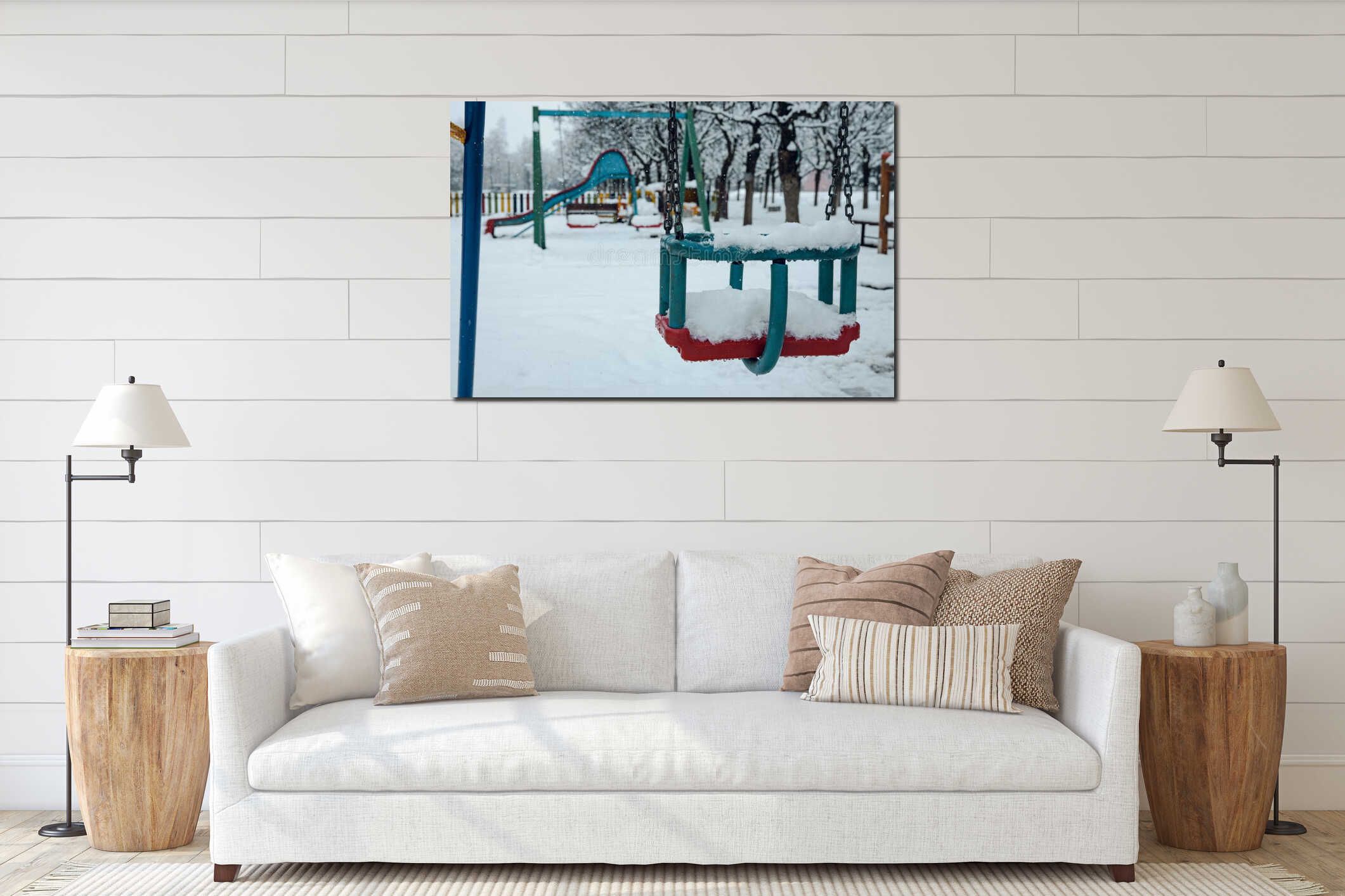 Canvas hanging interior mockup
