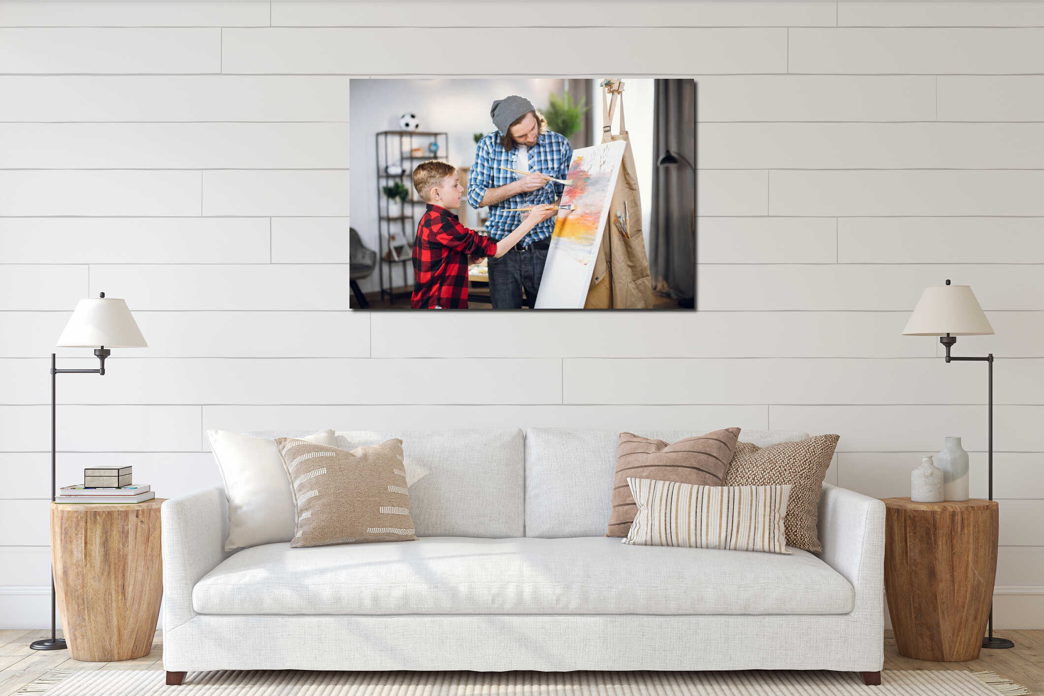 Canvas hanging interior mockup