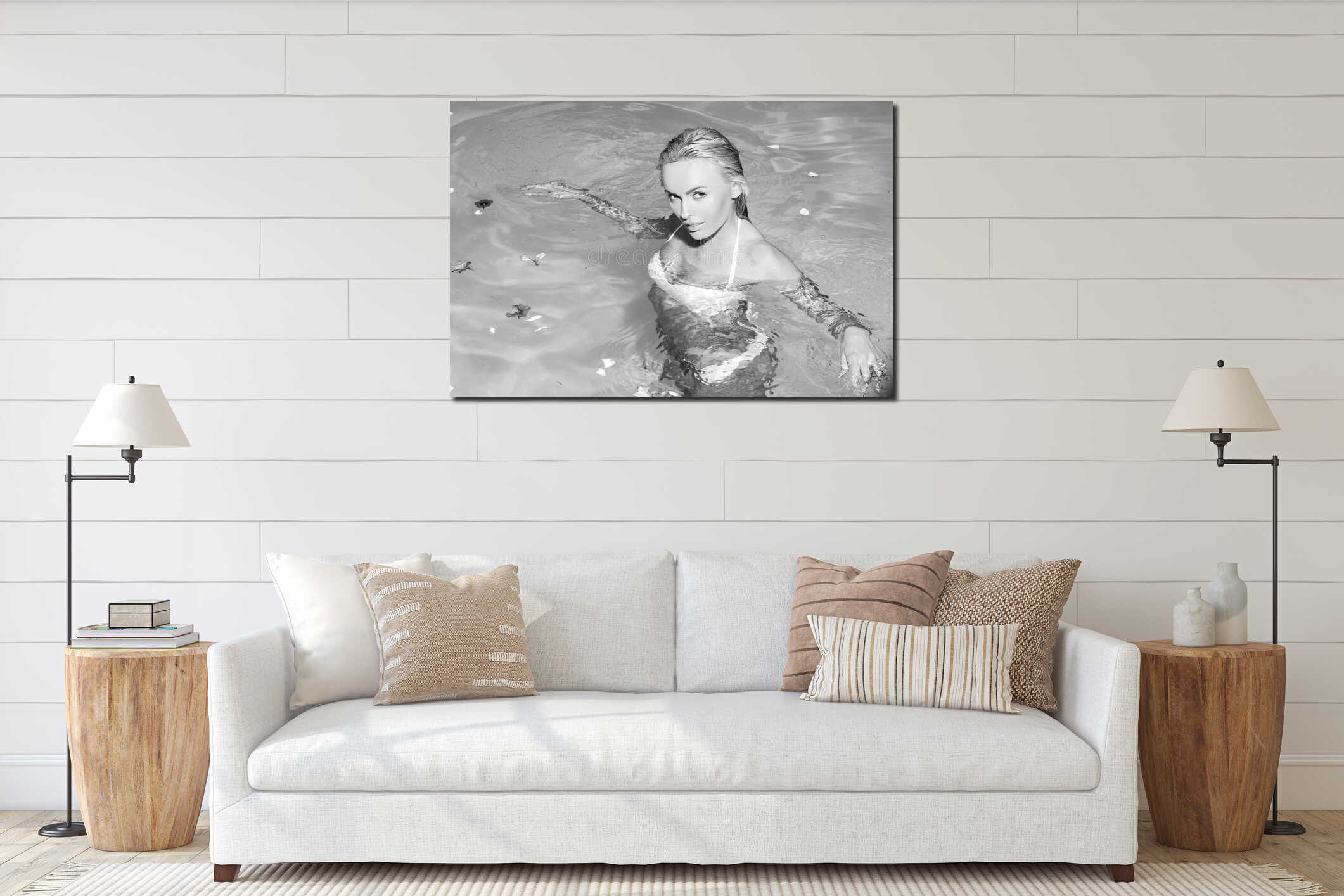 Canvas hanging interior mockup