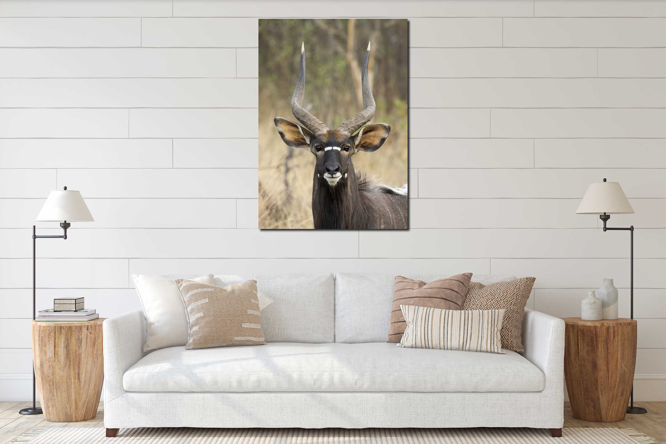 Canvas hanging interior mockup