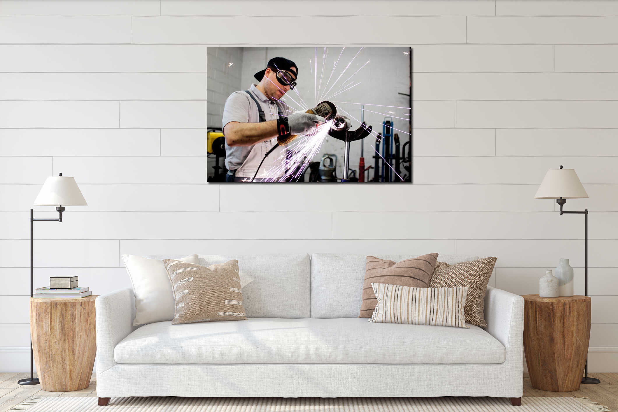 Canvas hanging interior mockup