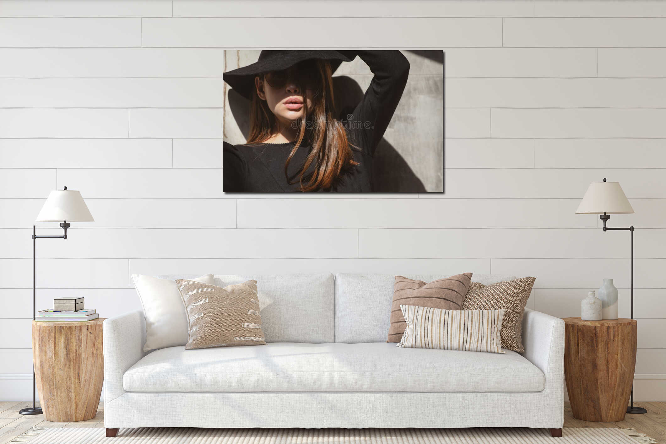 Canvas hanging interior mockup
