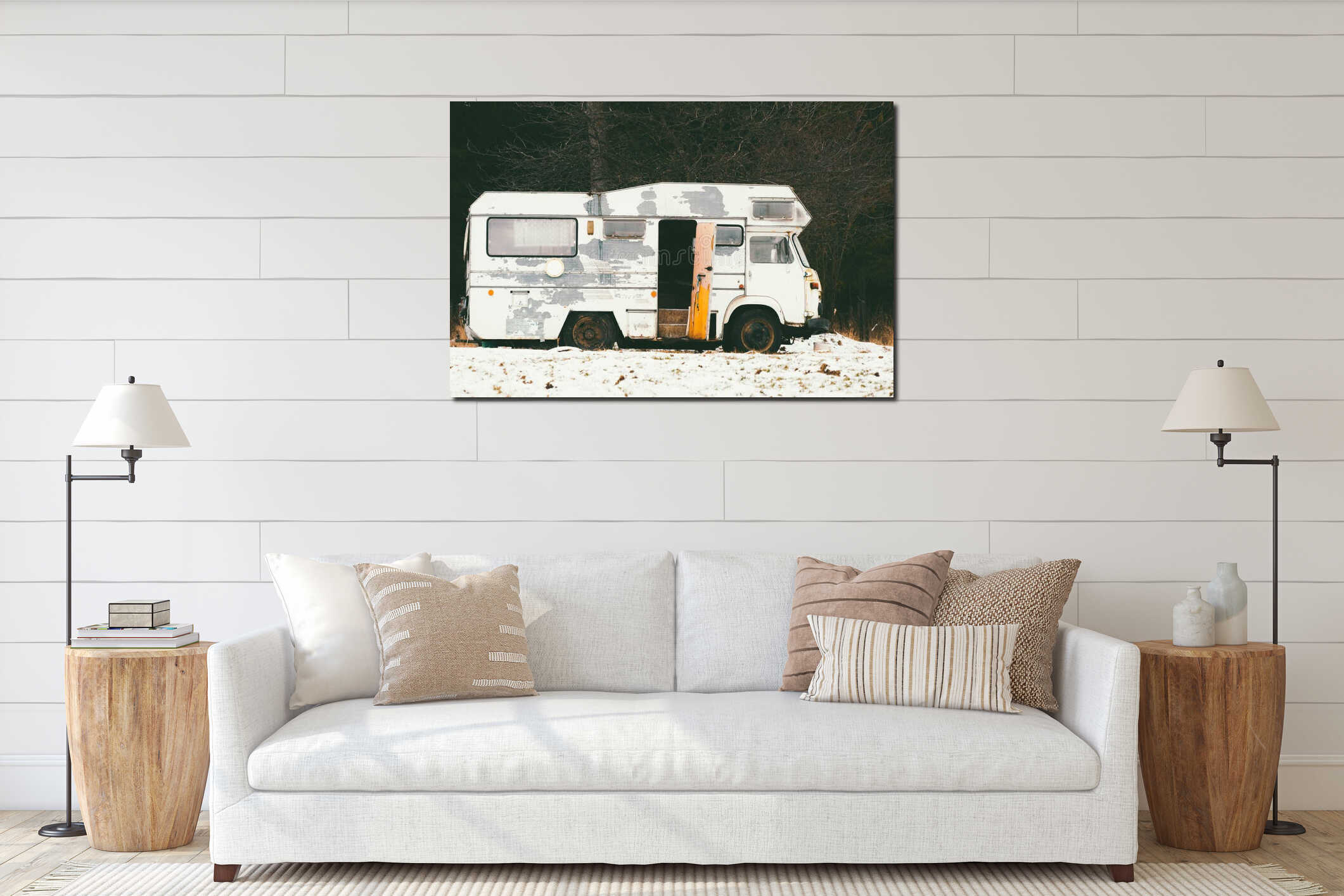 Canvas hanging interior mockup