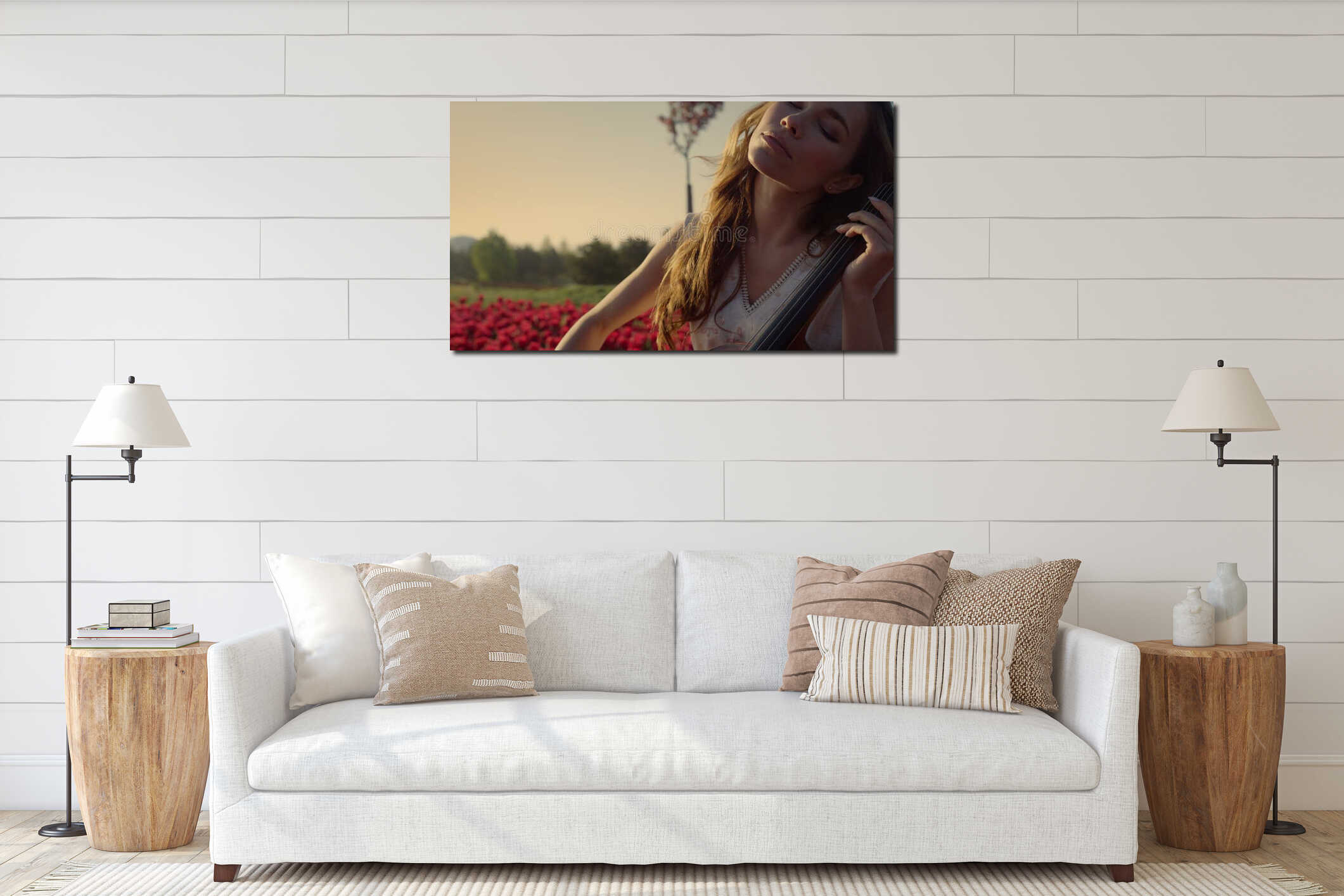 Canvas hanging interior mockup