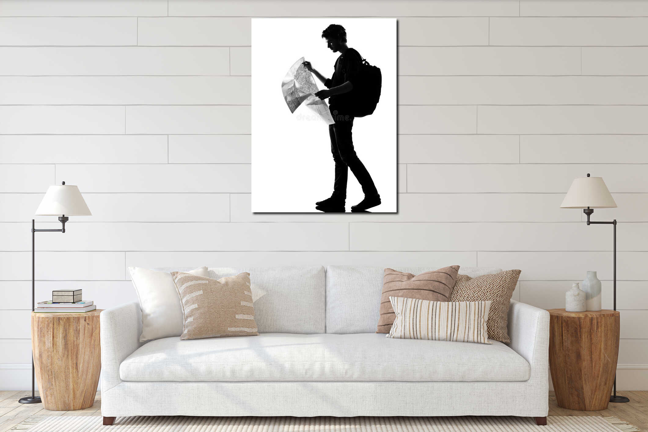 Canvas hanging interior mockup