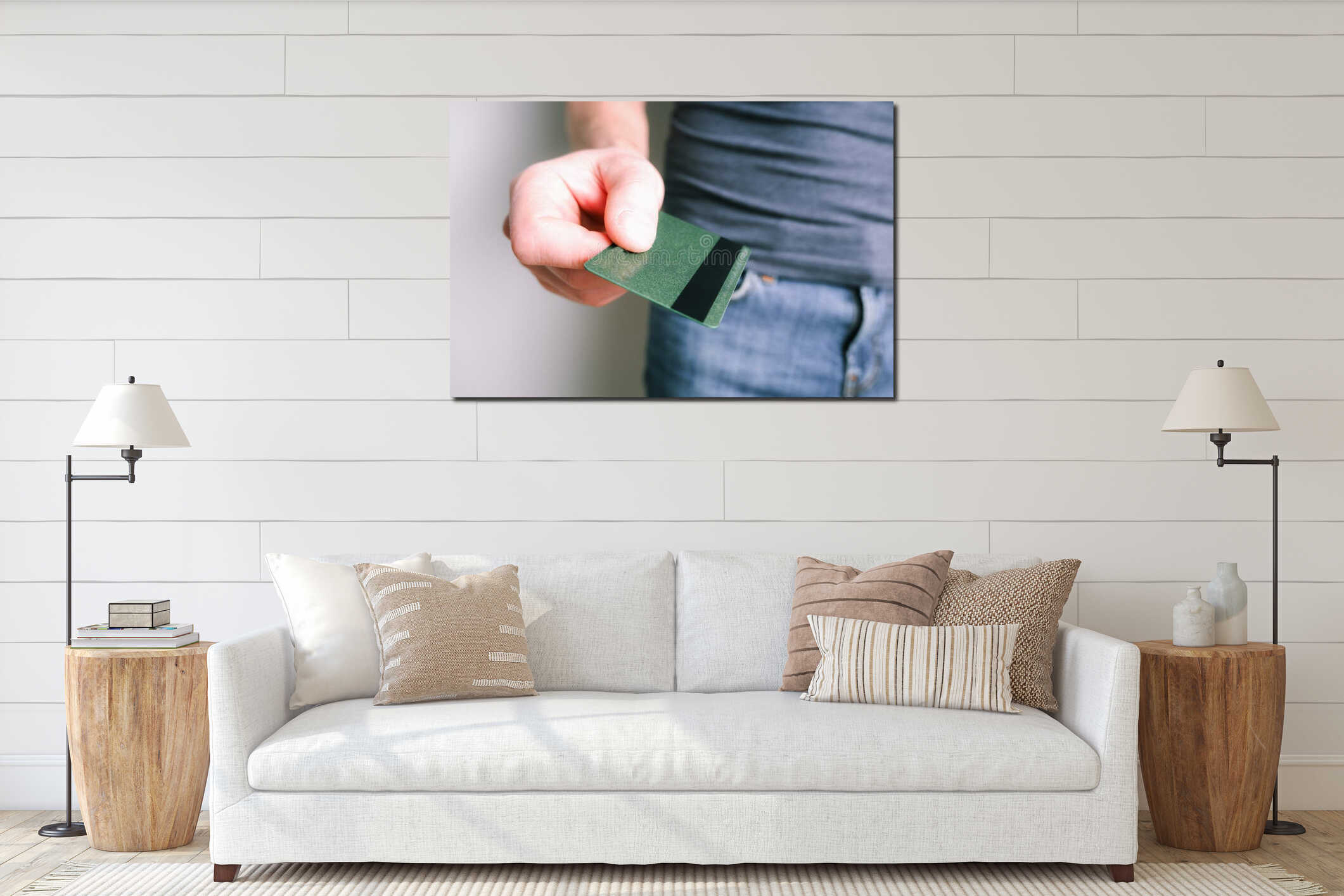 Canvas hanging interior mockup