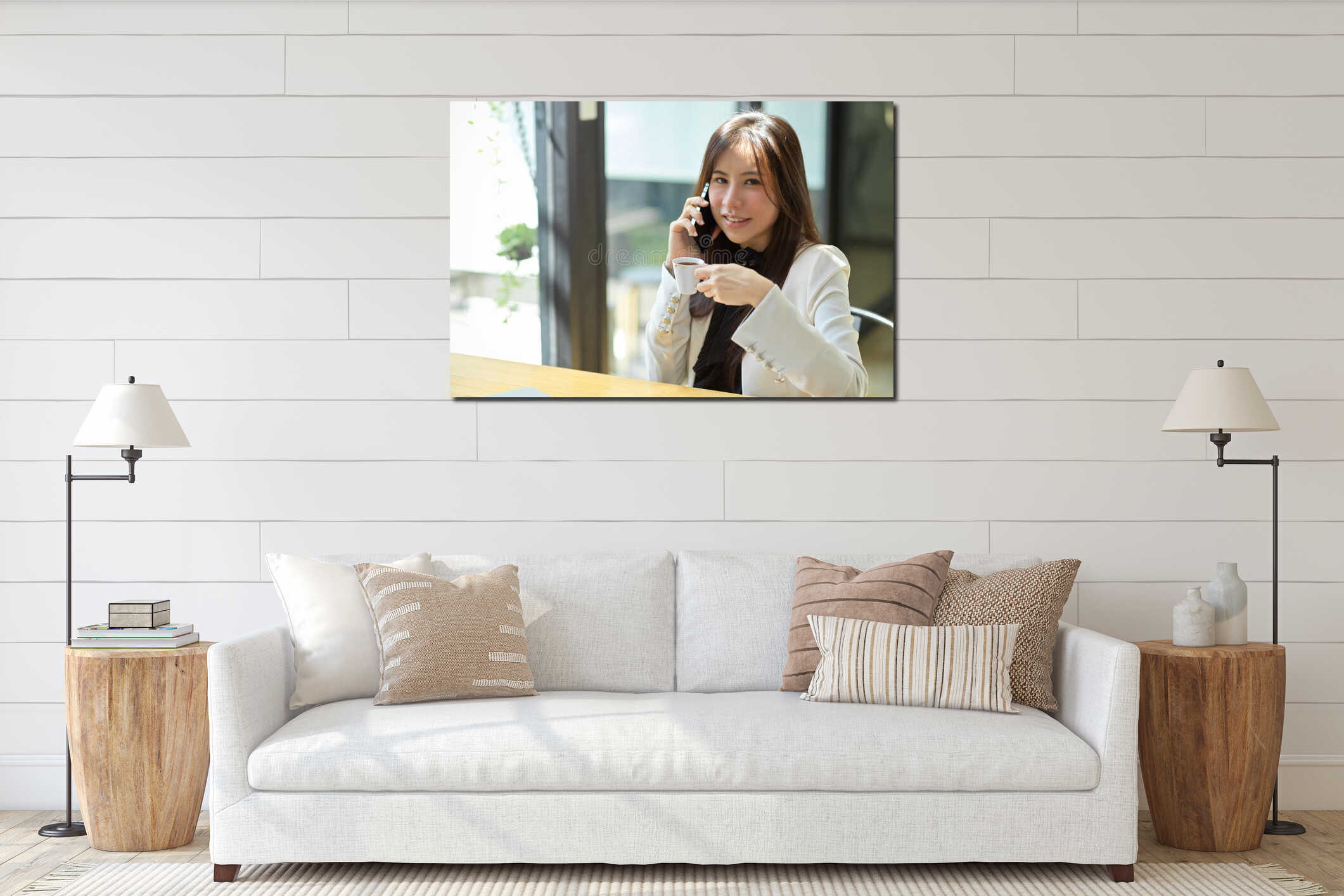 Canvas hanging interior mockup