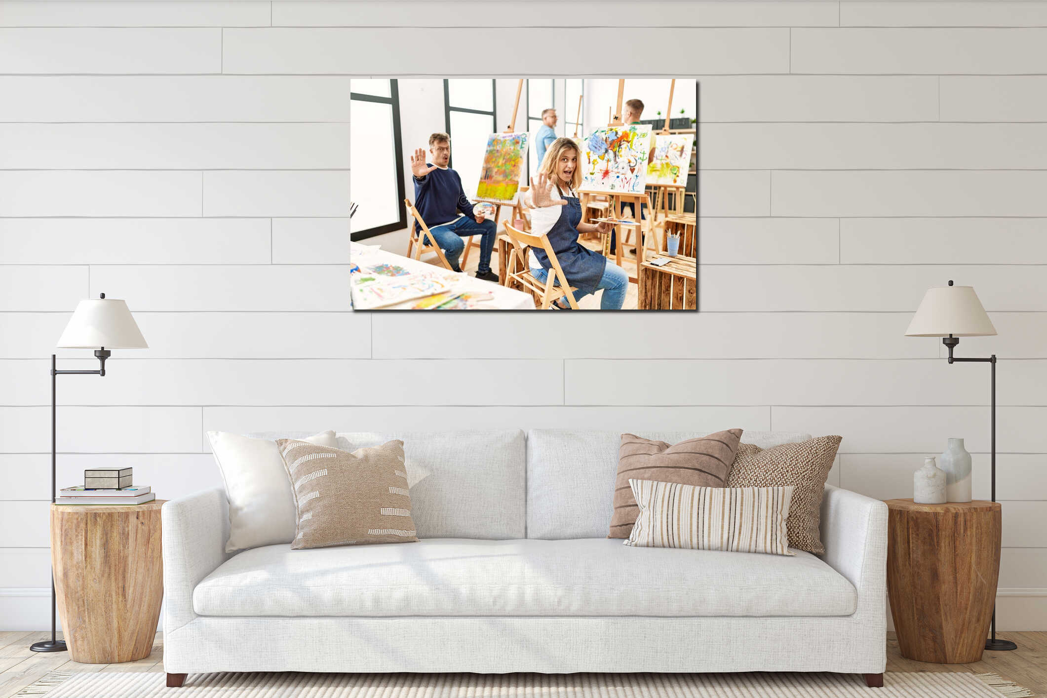 Canvas hanging interior mockup