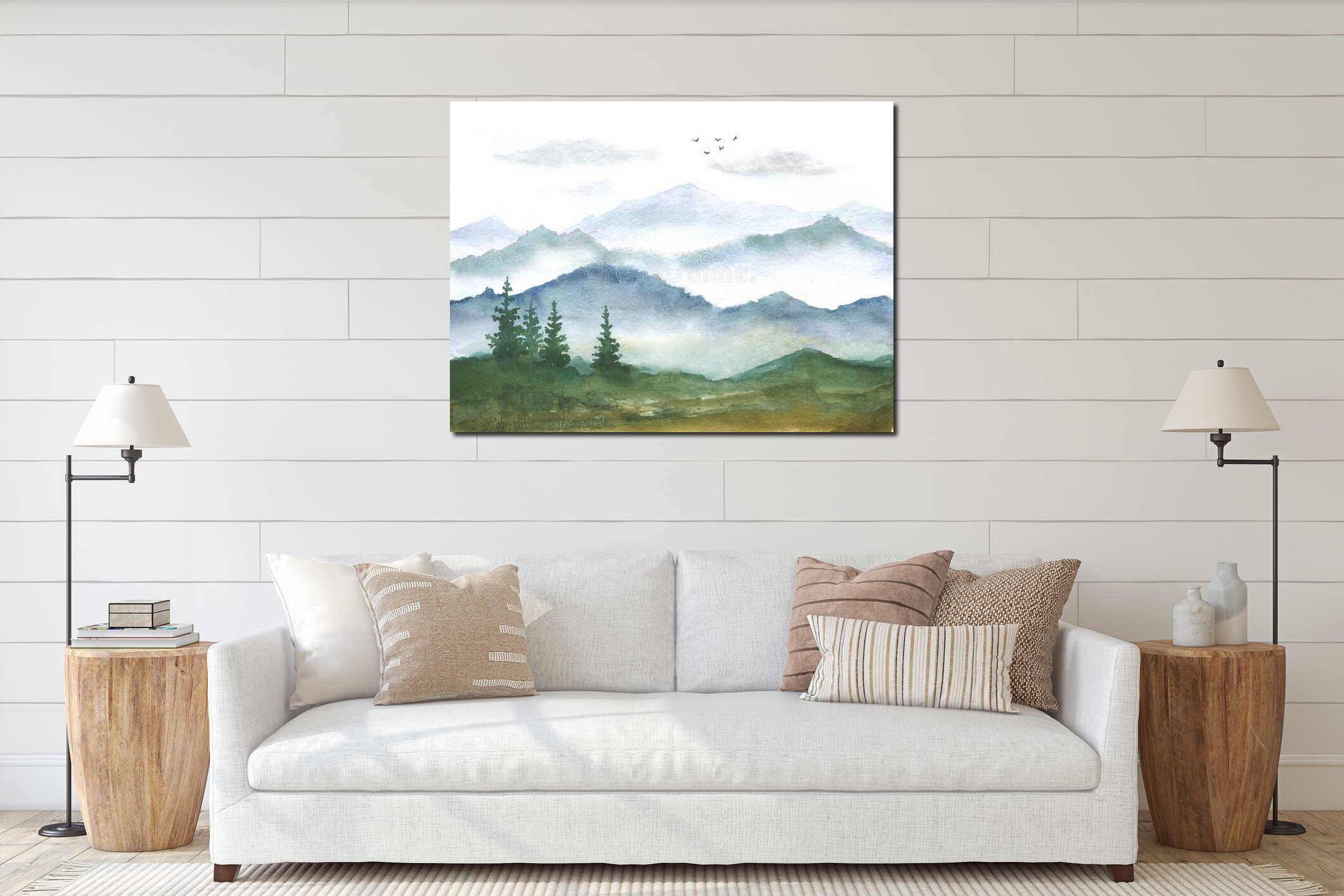 Canvas hanging interior mockup