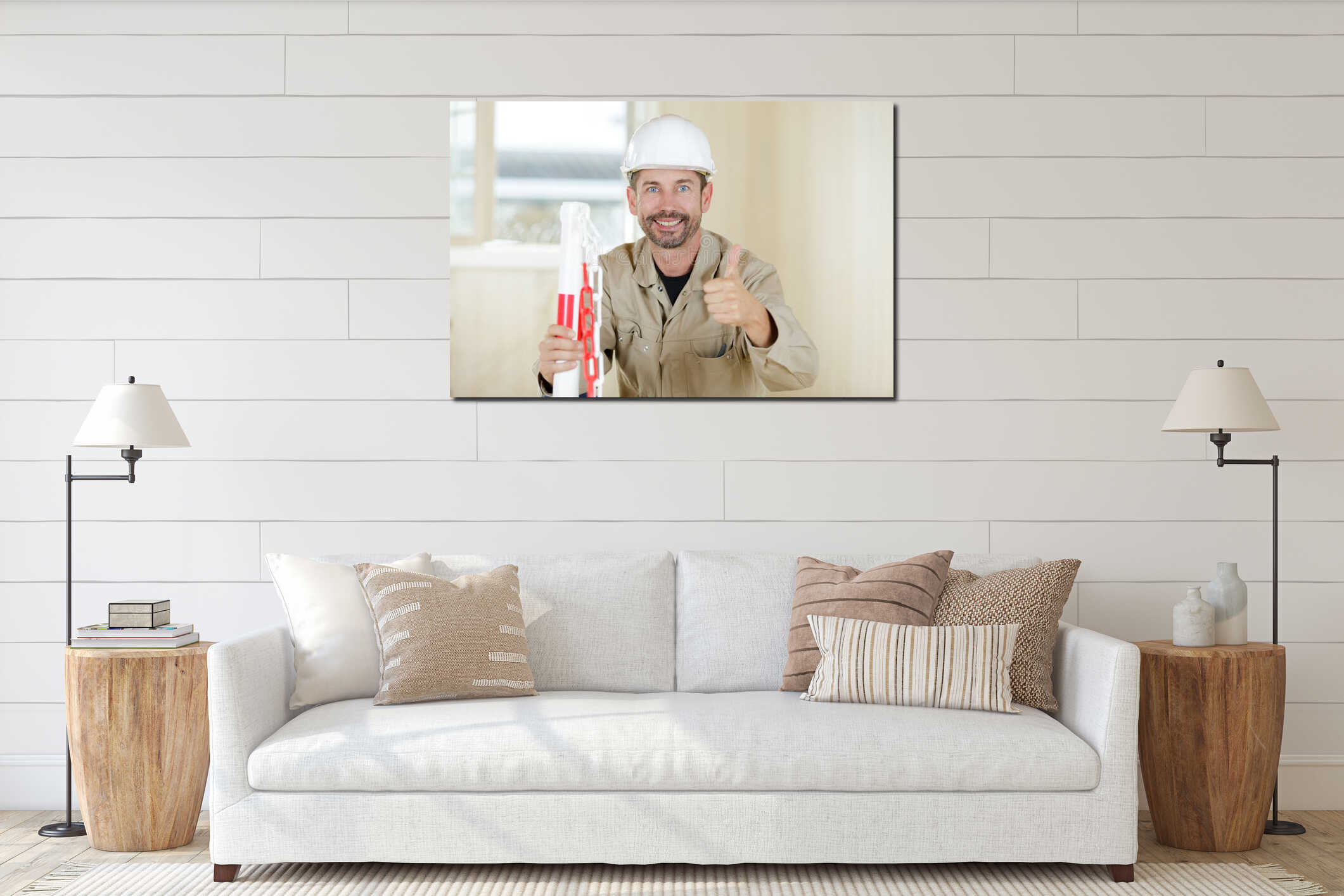 Canvas hanging interior mockup