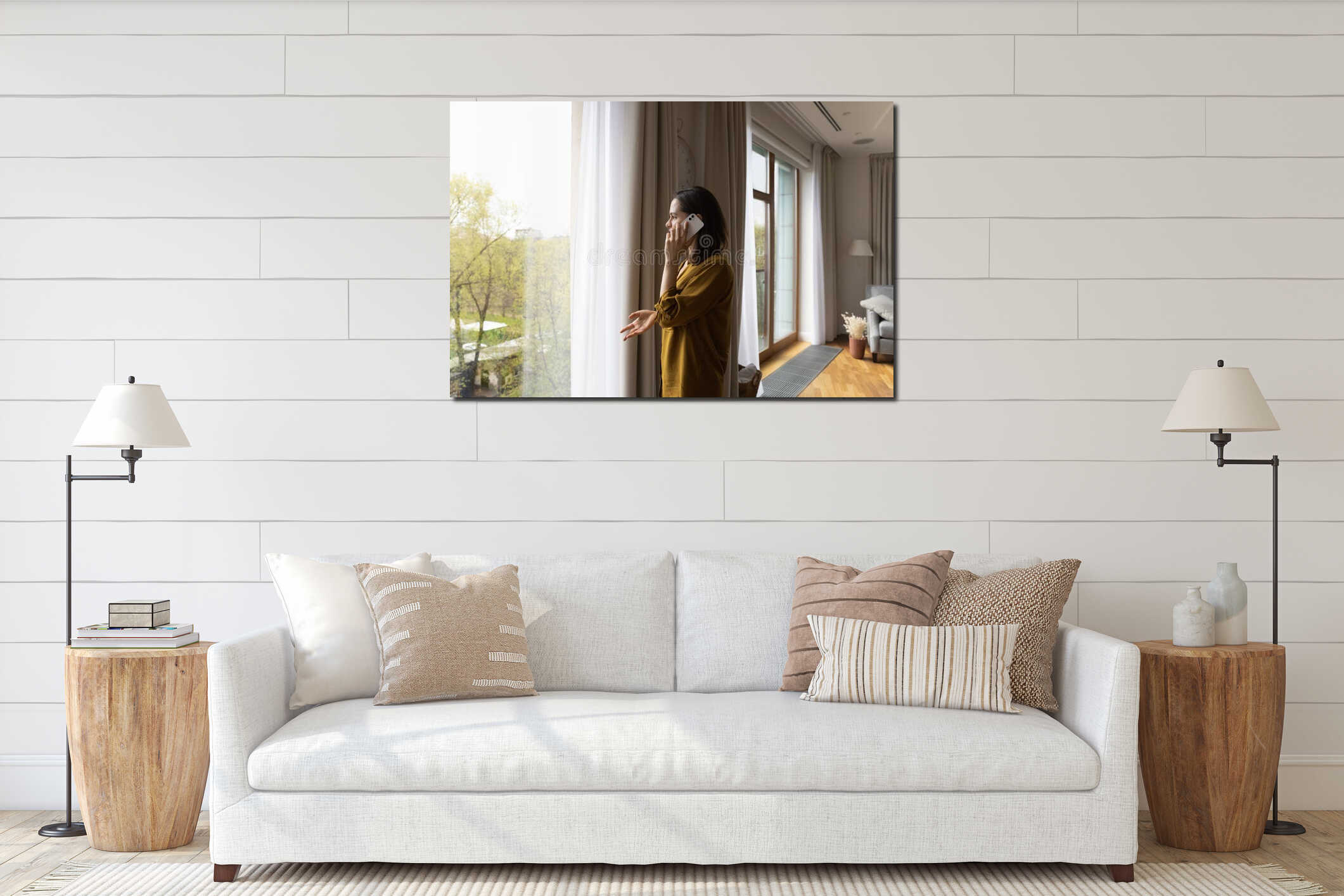 Canvas hanging interior mockup