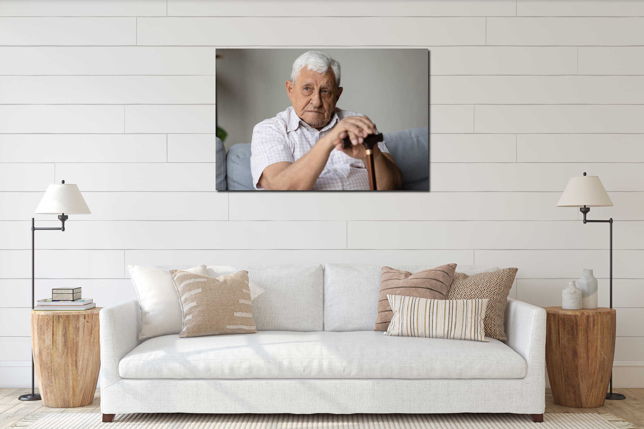 Canvas hanging interior mockup