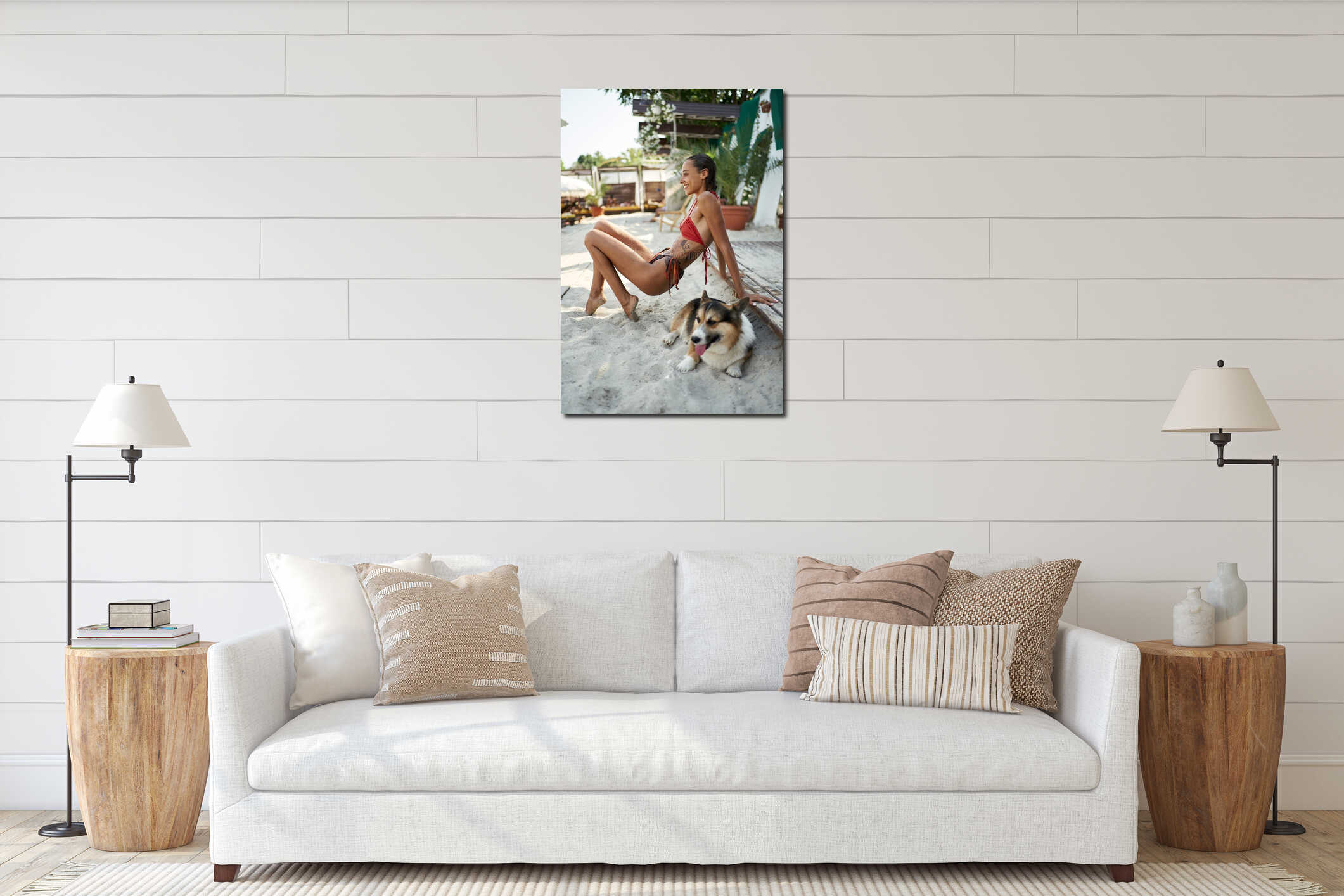 Canvas hanging interior mockup