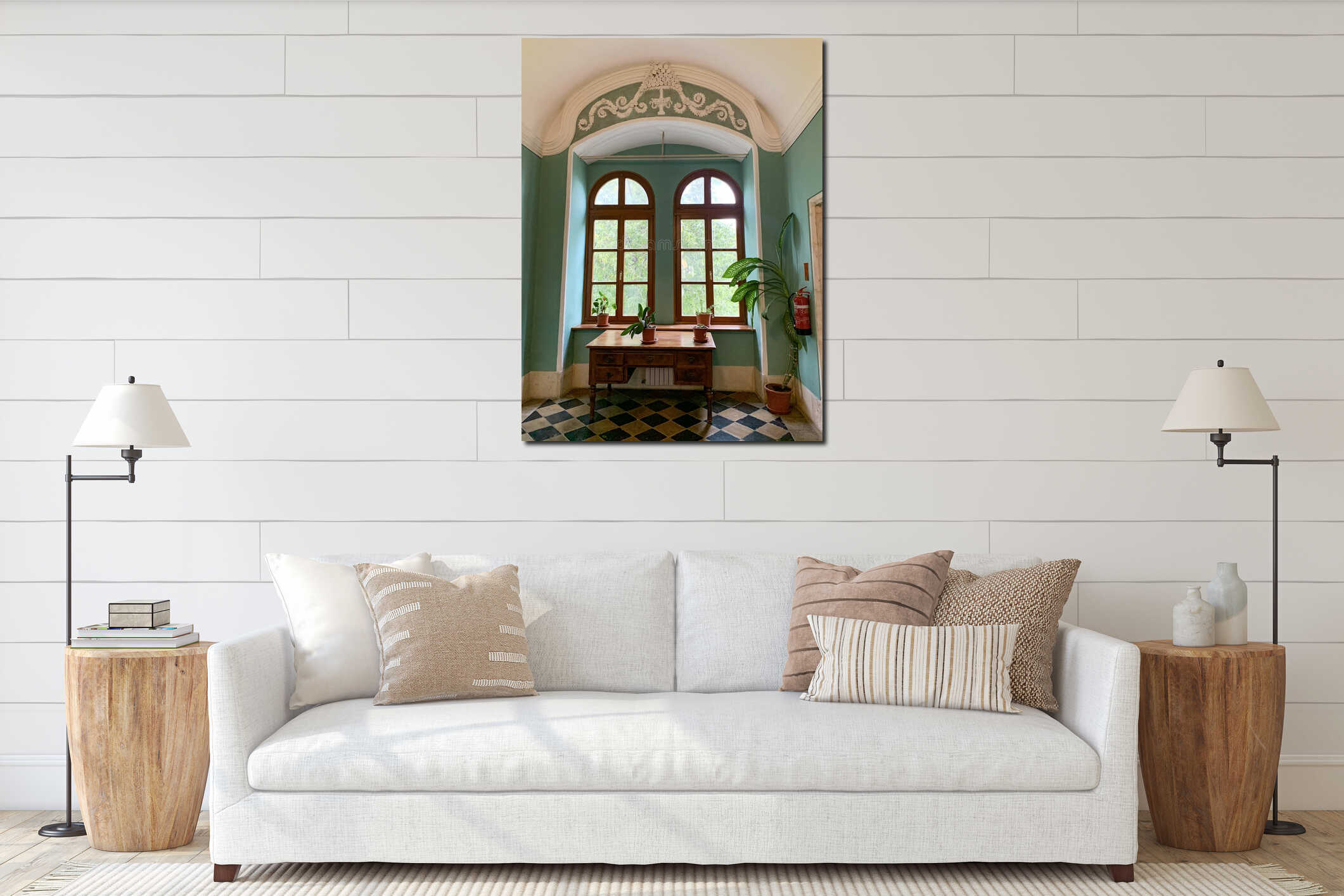 Canvas hanging interior mockup