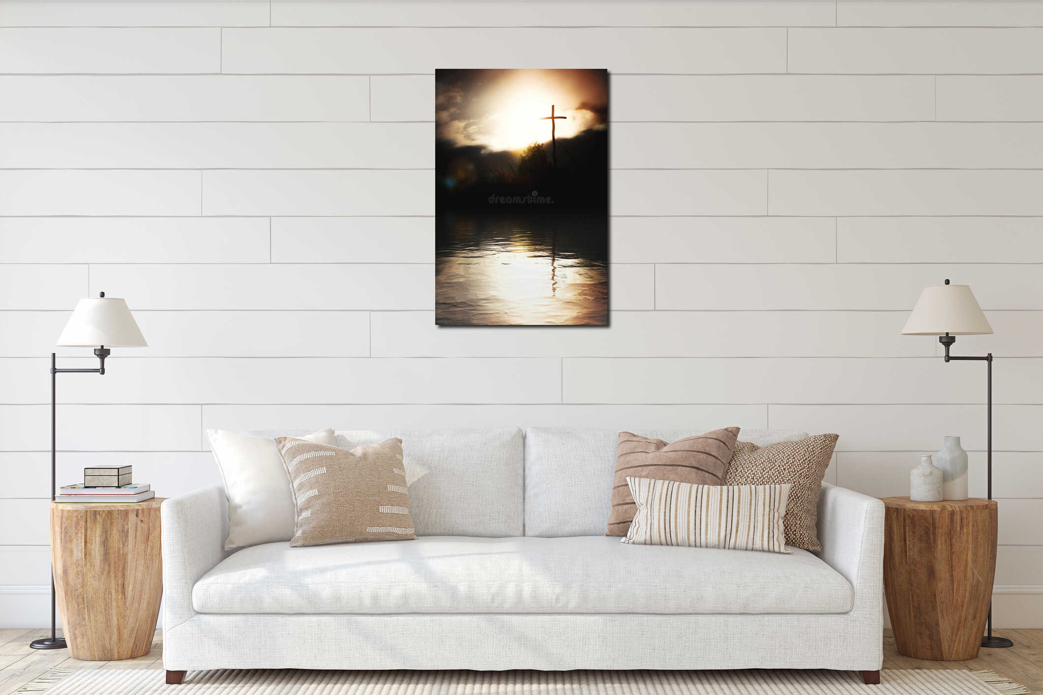 Canvas hanging interior mockup