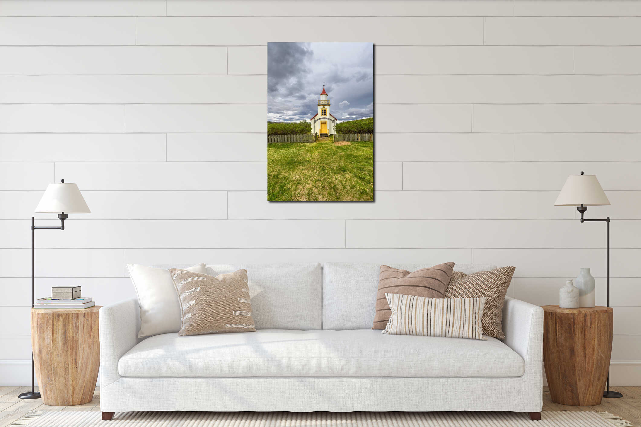 Canvas hanging interior mockup