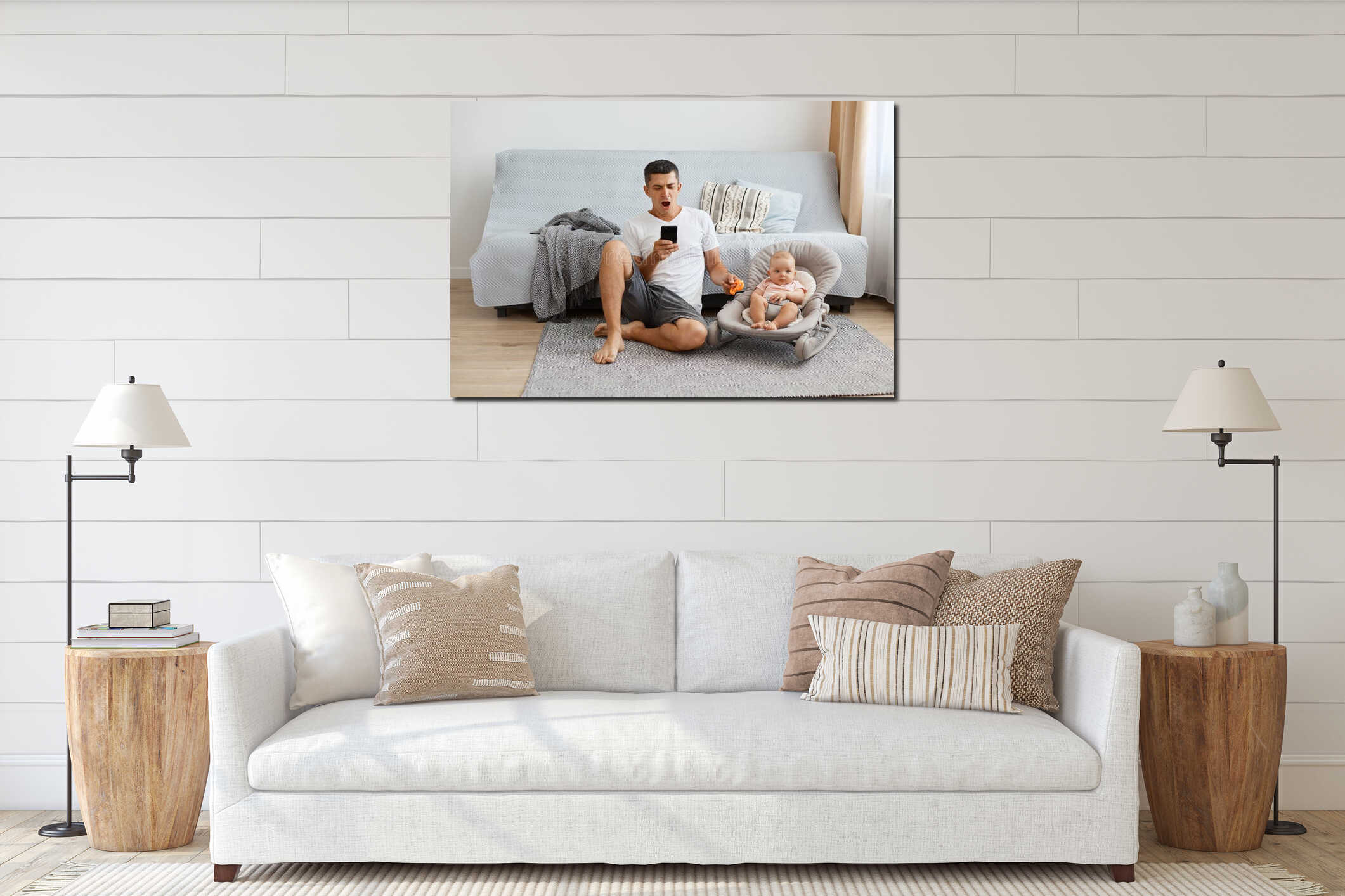 Canvas hanging interior mockup