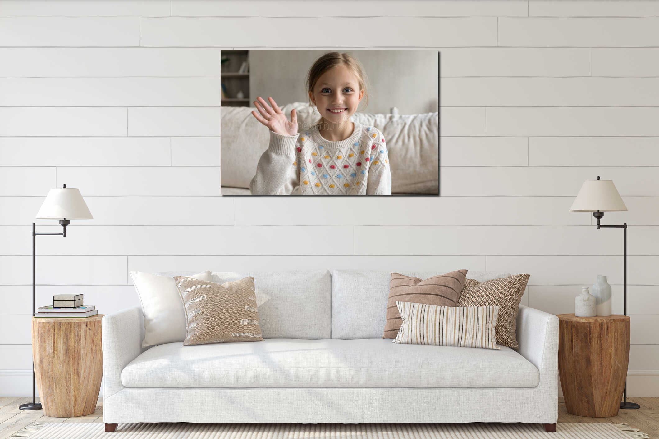 Canvas hanging interior mockup