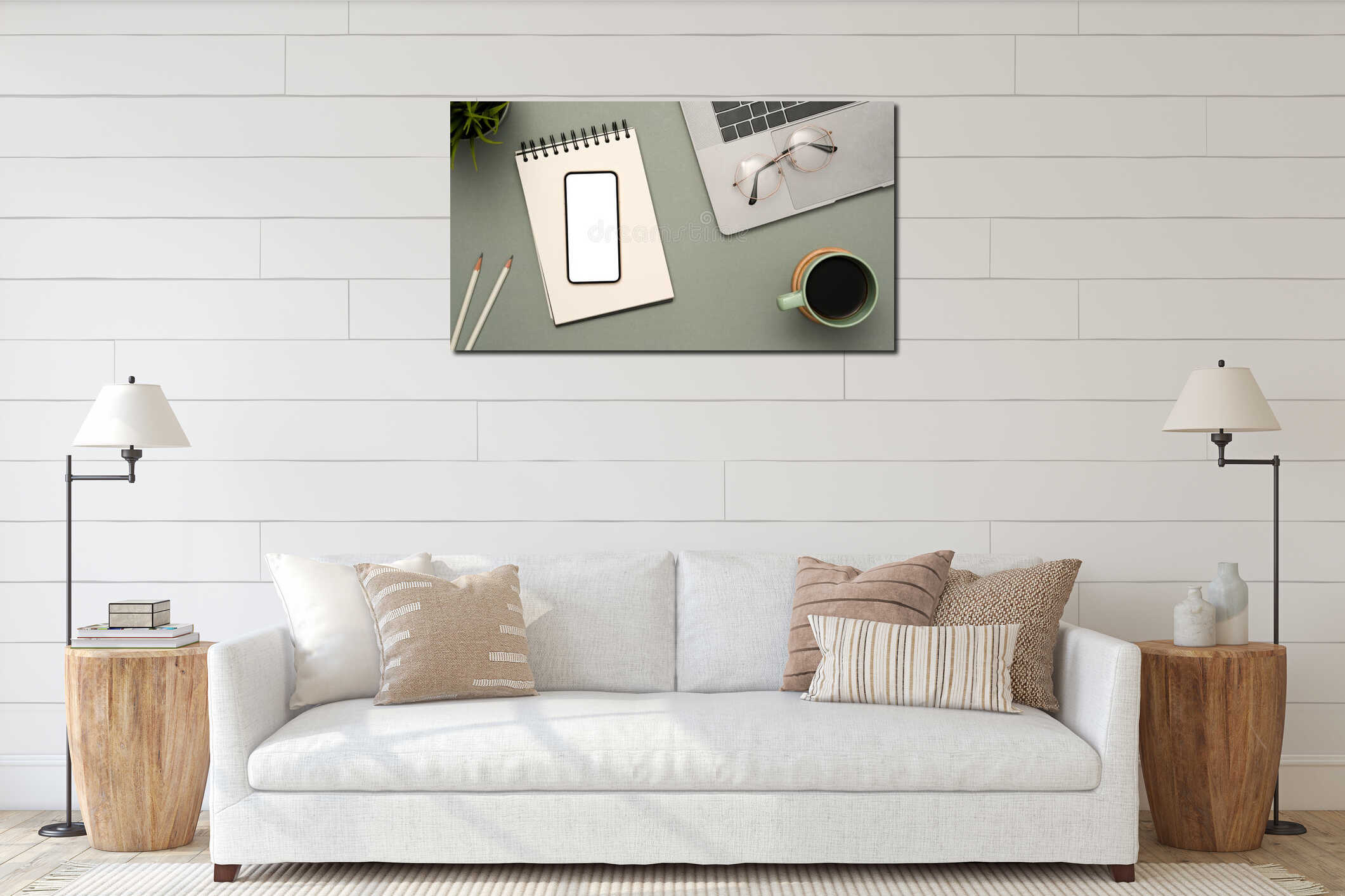 Canvas hanging interior mockup