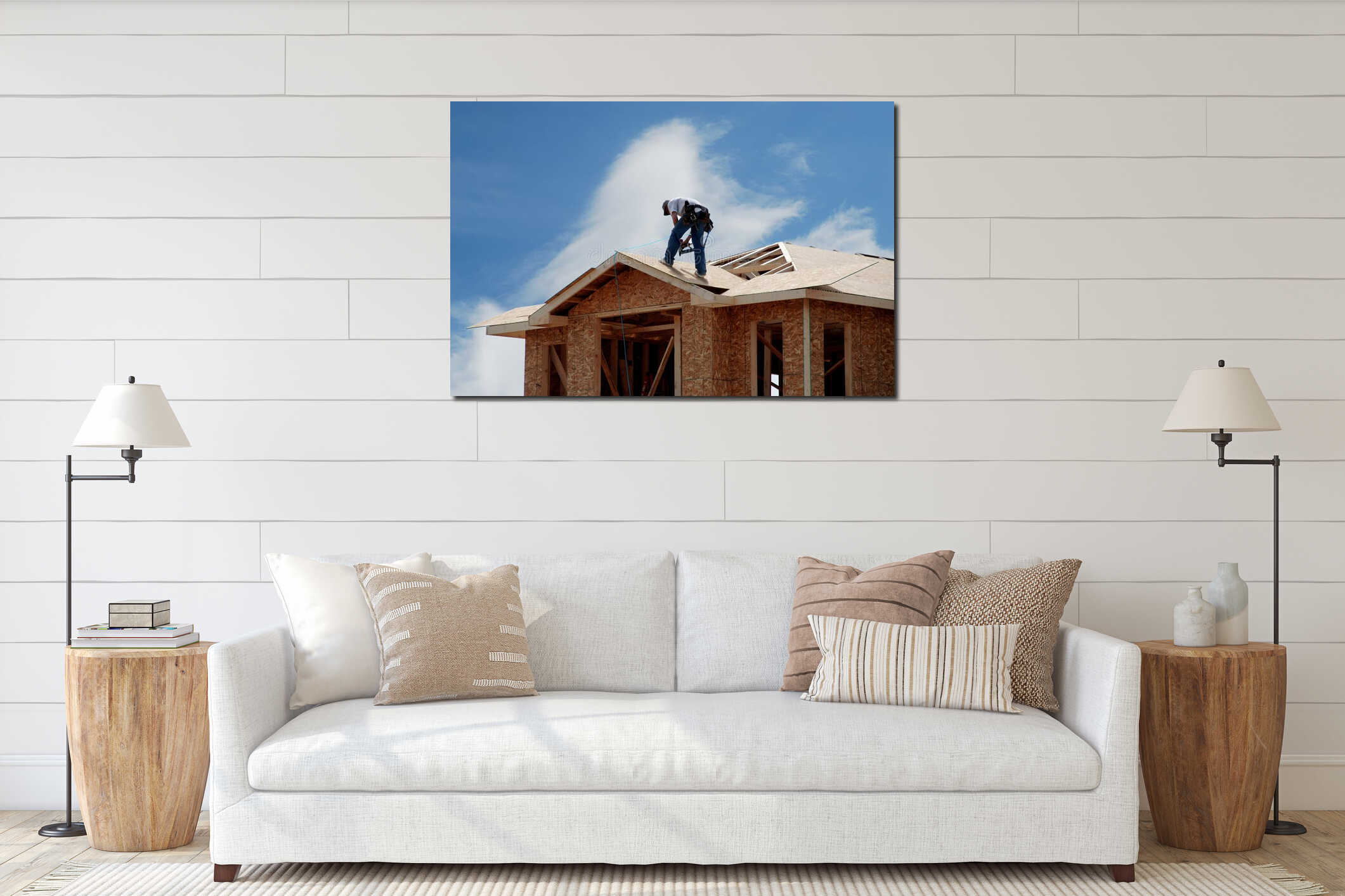 Canvas hanging interior mockup