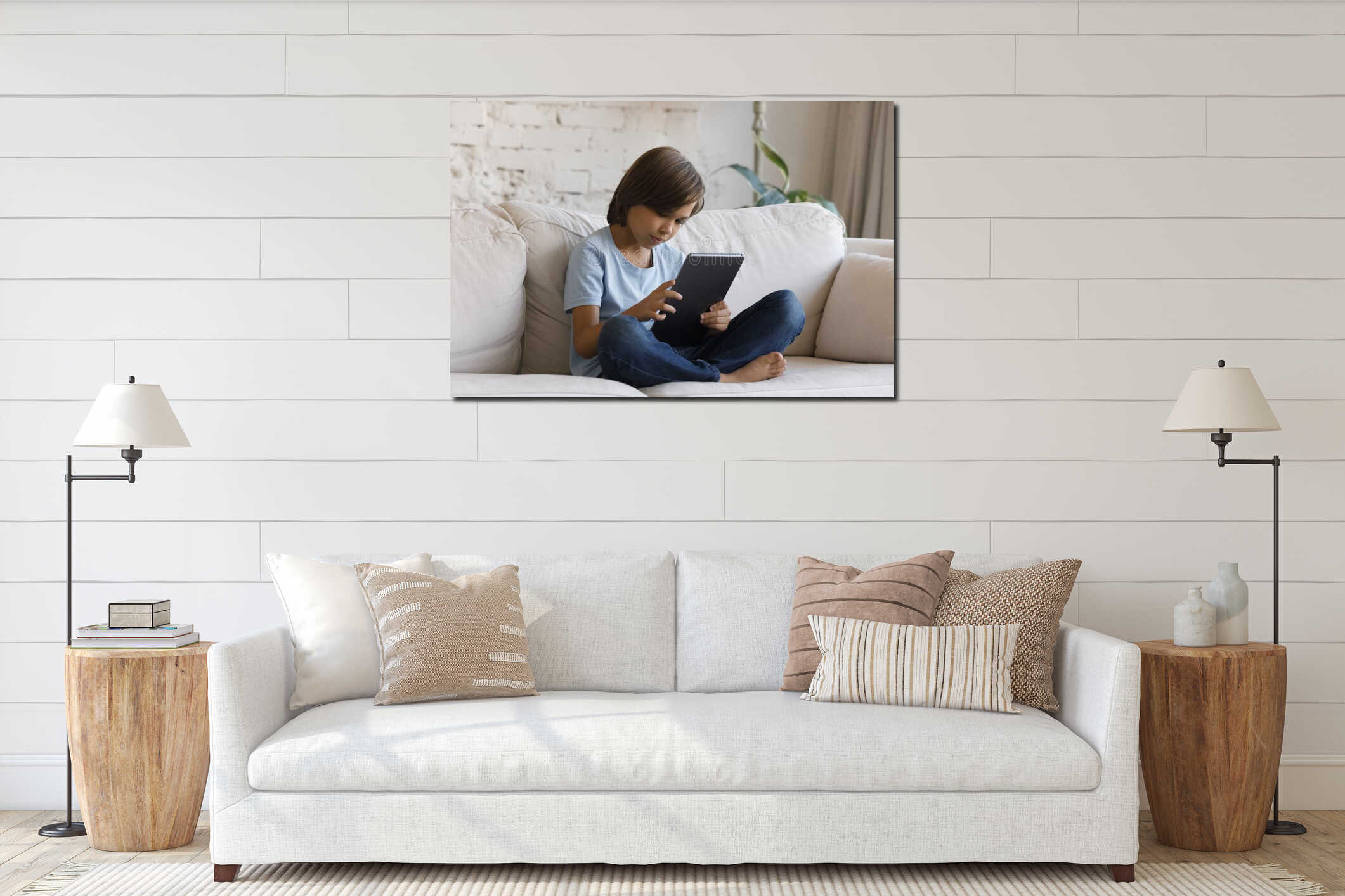 Canvas hanging interior mockup