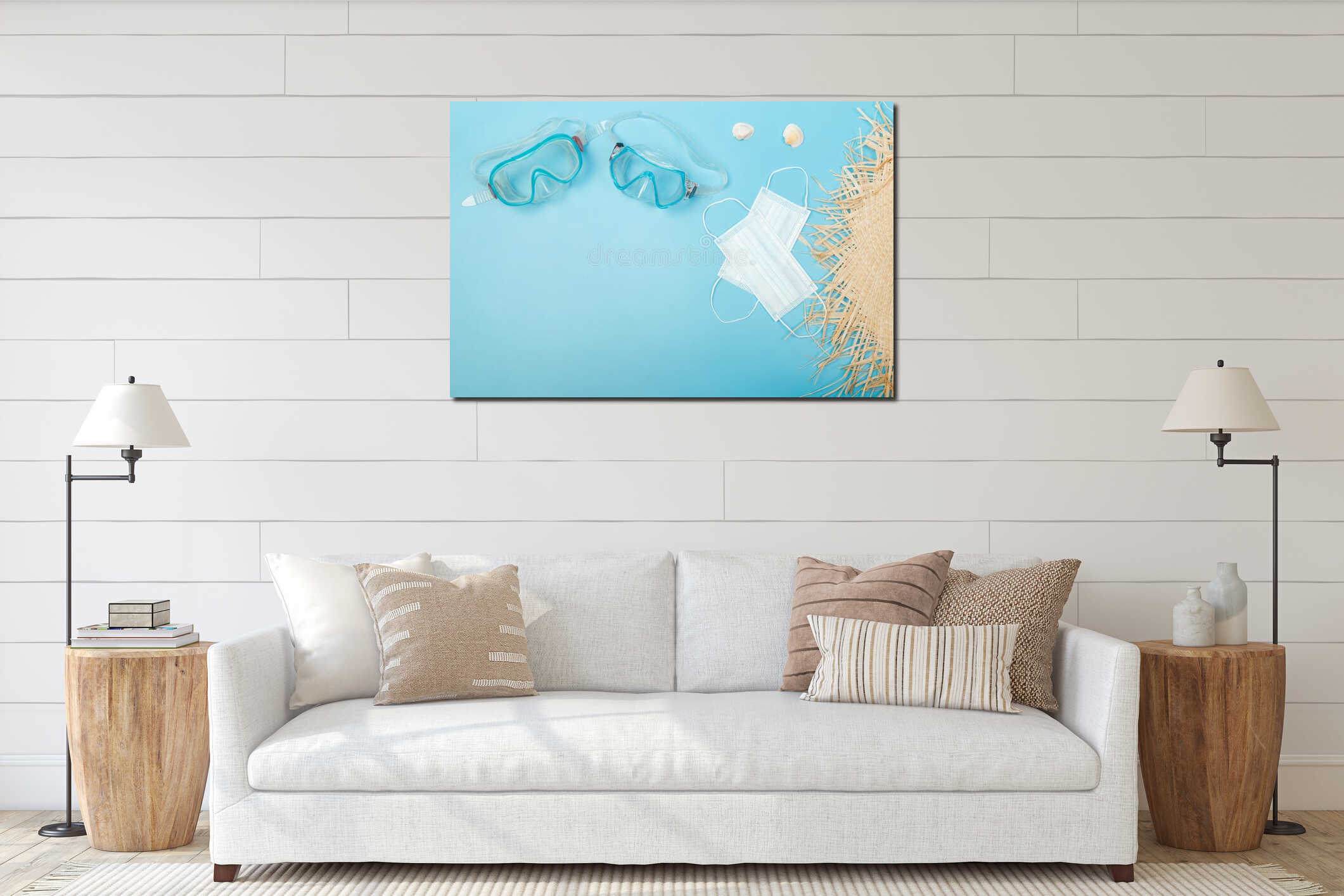 Canvas hanging interior mockup