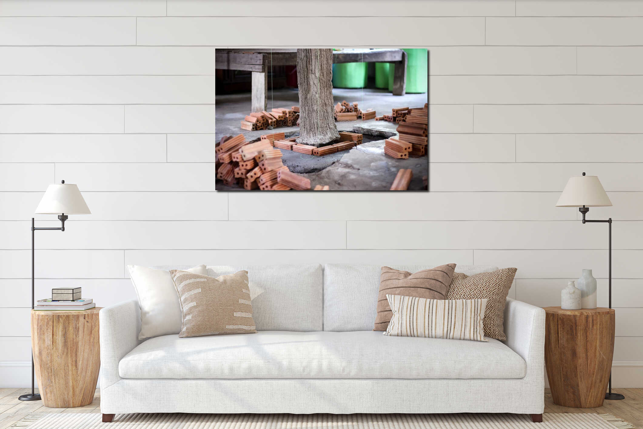 Canvas hanging interior mockup