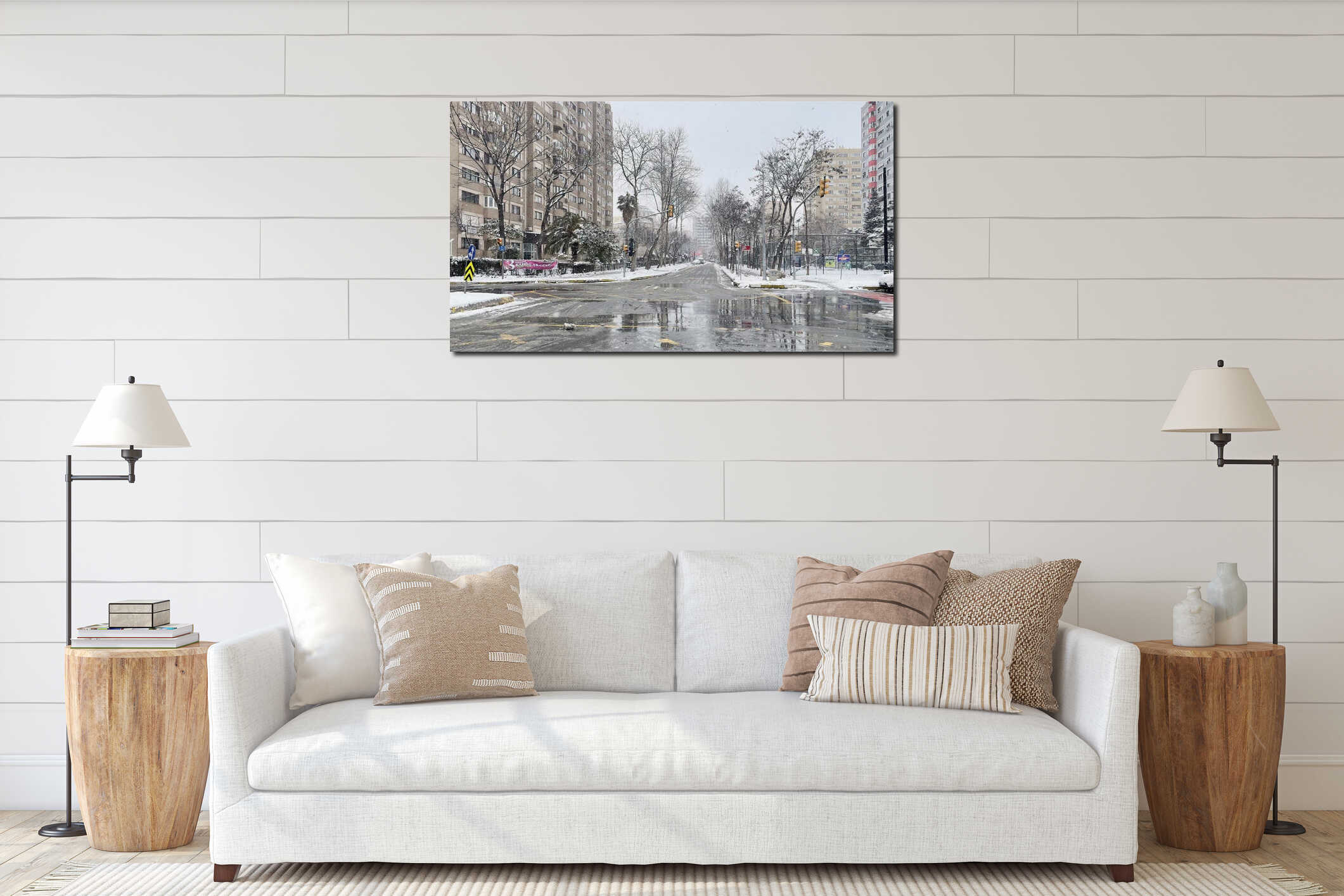 Canvas hanging interior mockup