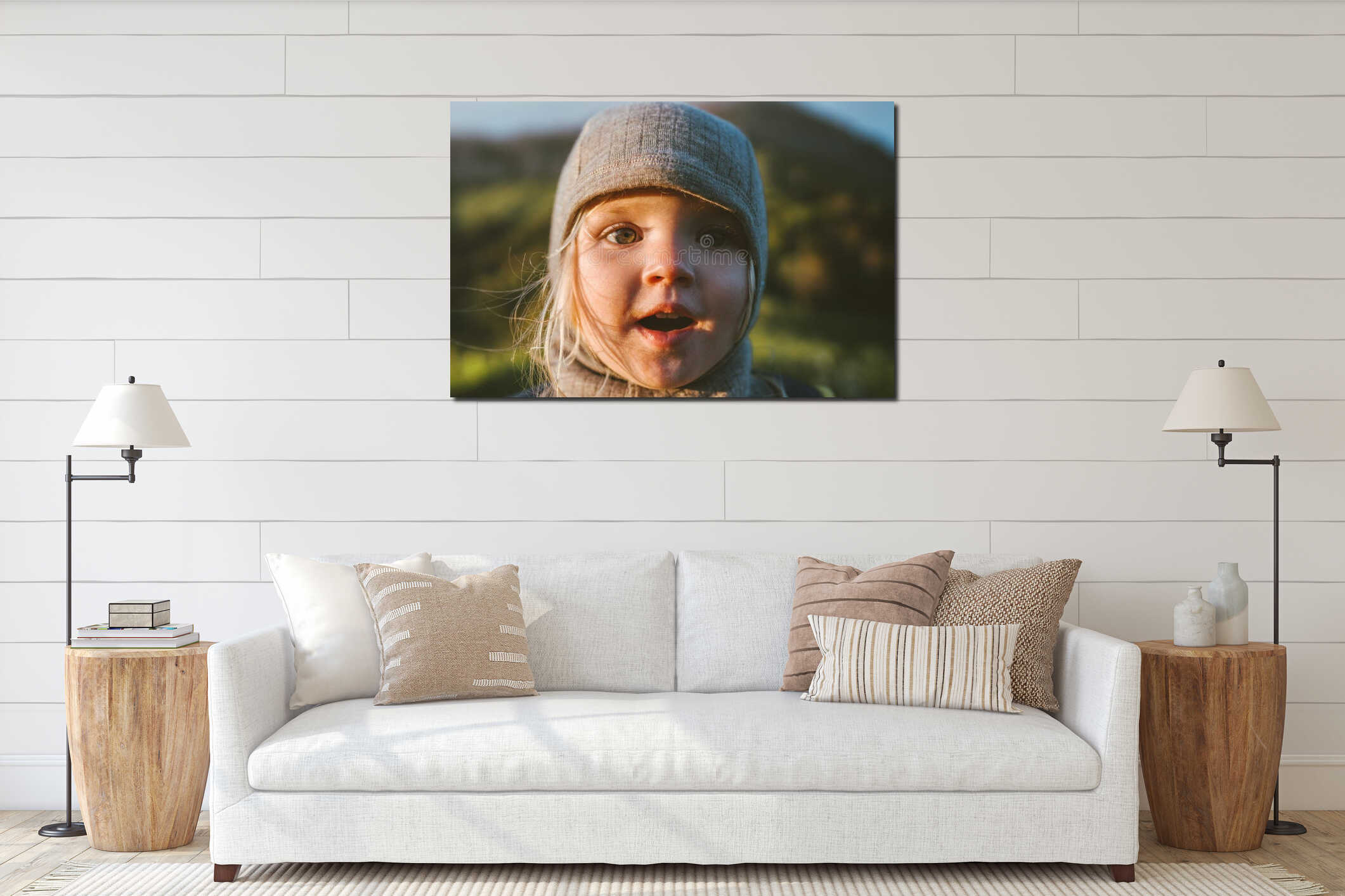 Canvas hanging interior mockup