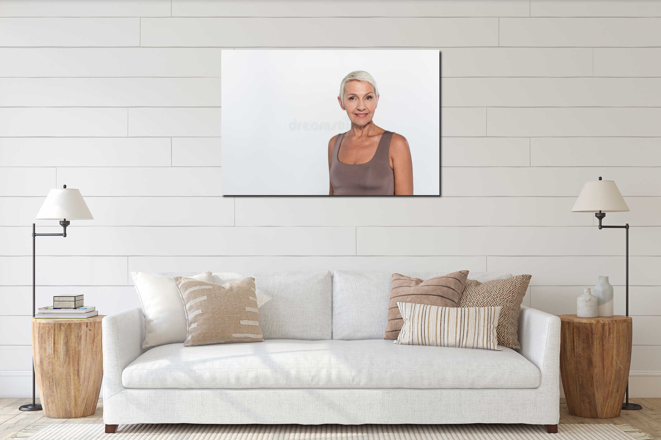 Canvas hanging interior mockup