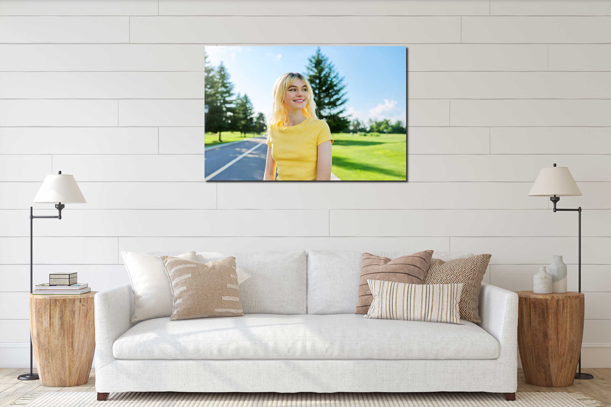 Canvas hanging interior mockup