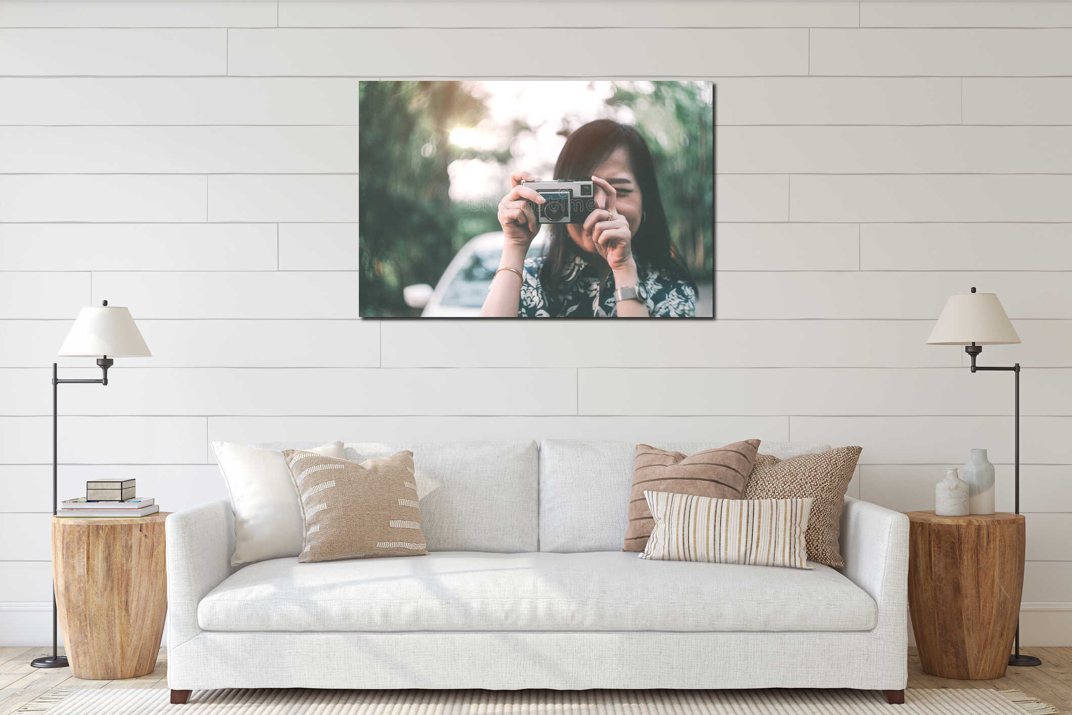 Canvas hanging interior mockup