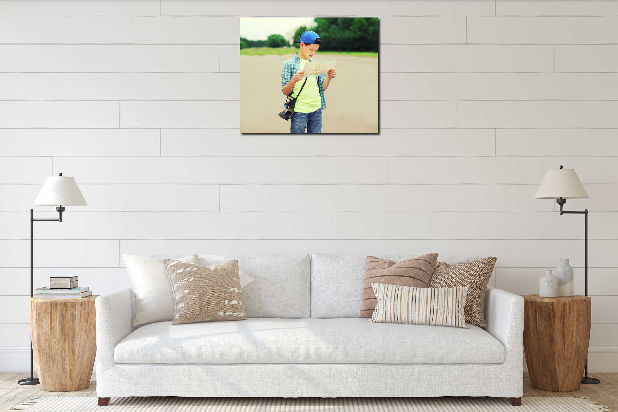 Canvas hanging interior mockup