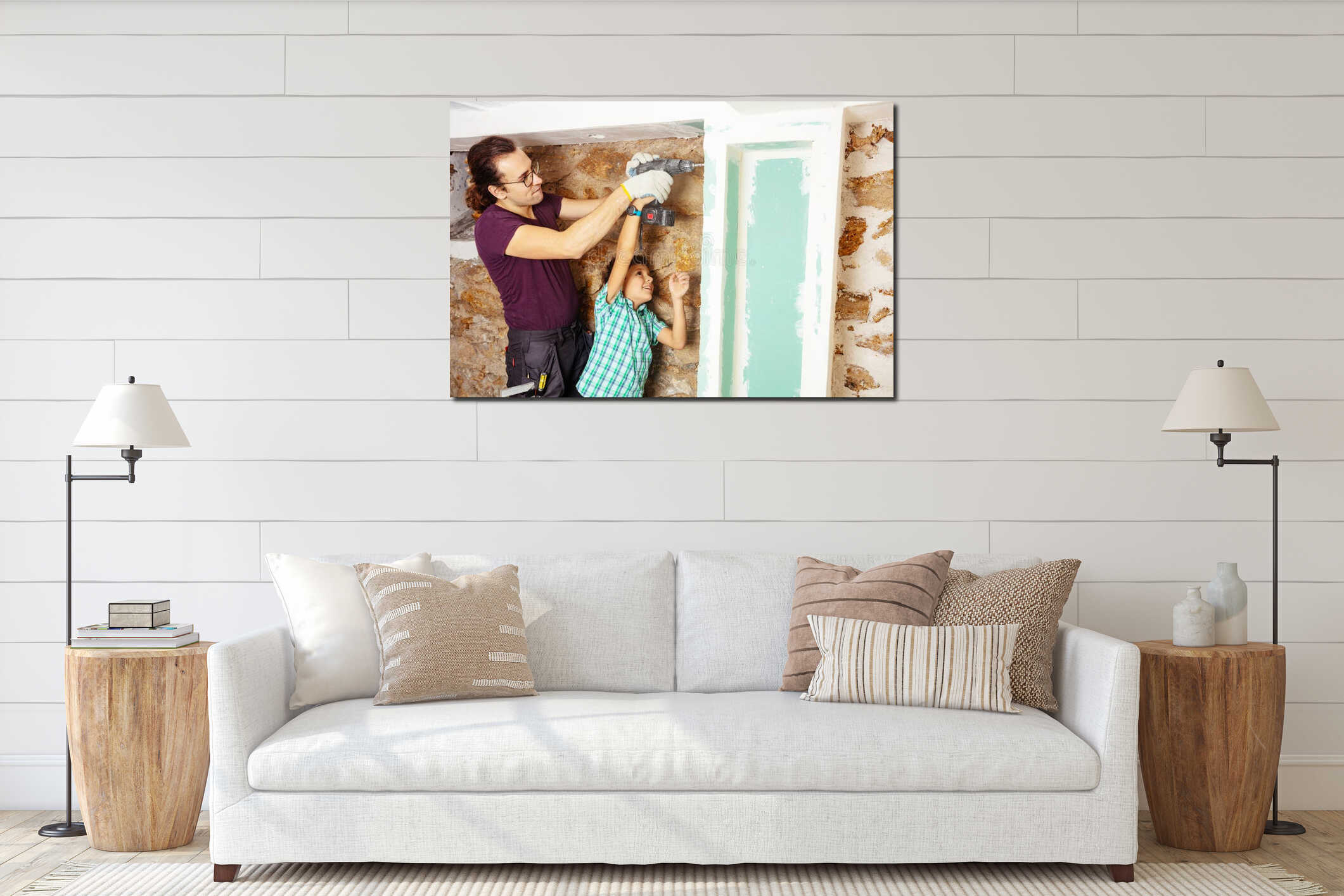 Canvas hanging interior mockup
