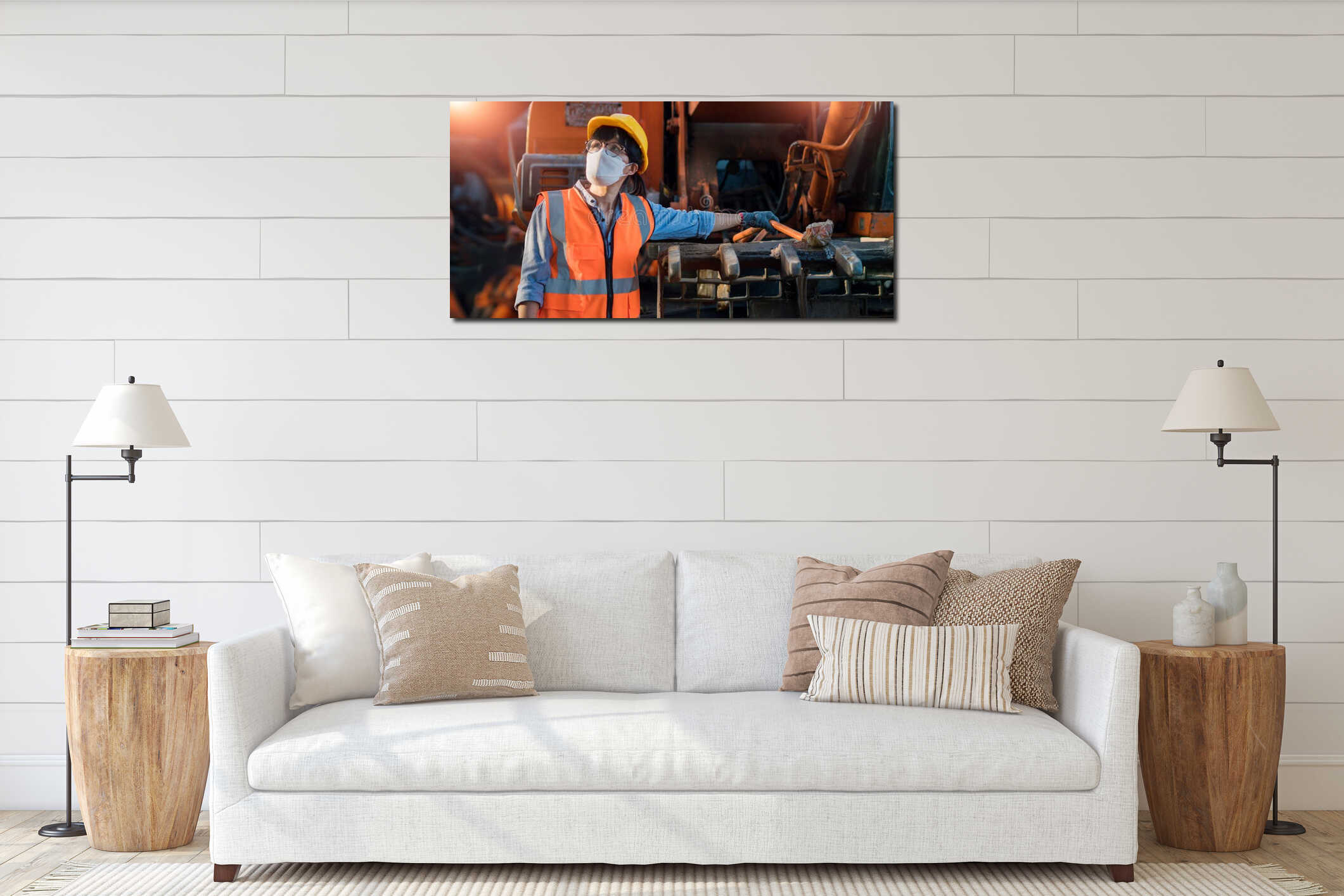 Canvas hanging interior mockup