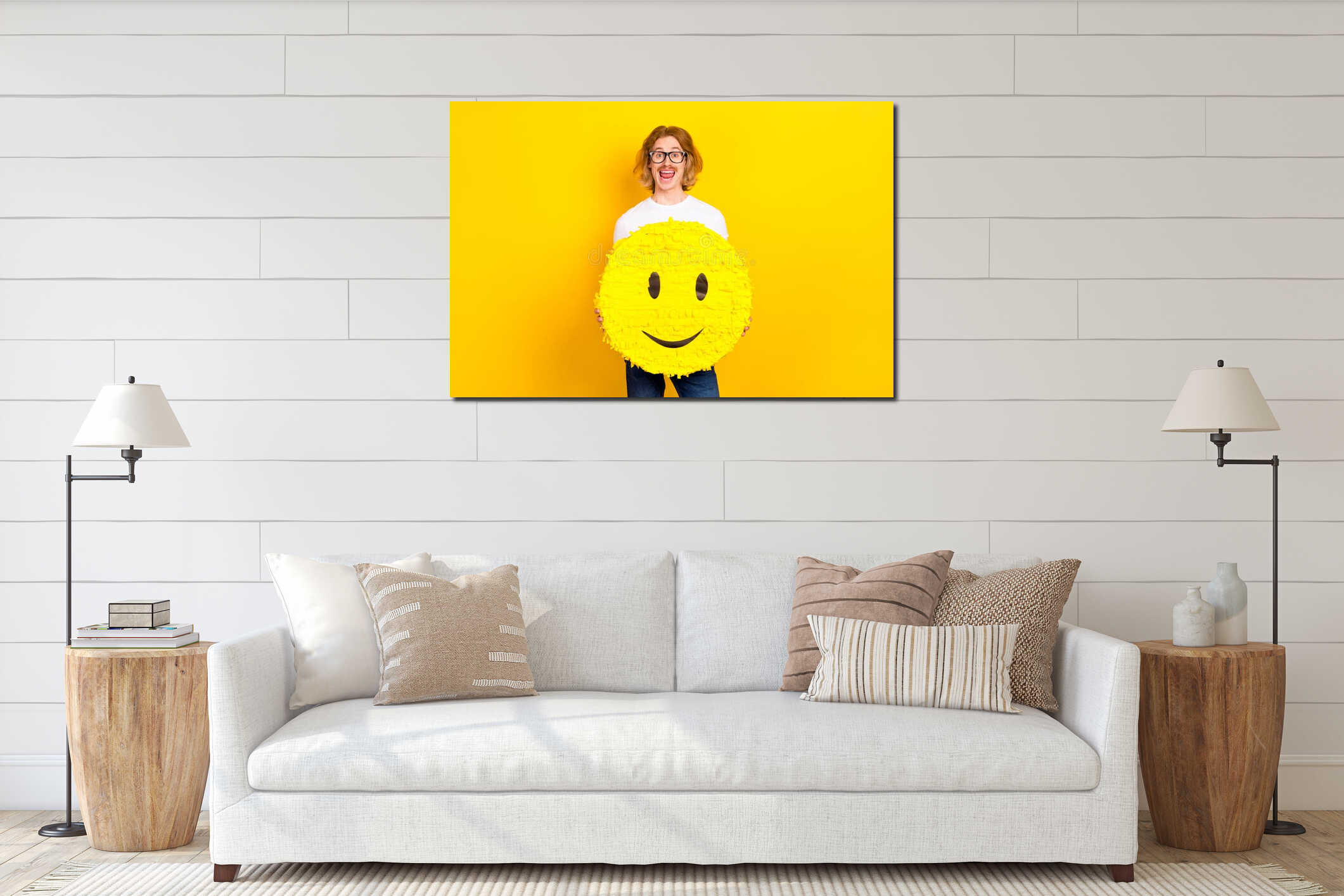 Canvas hanging interior mockup