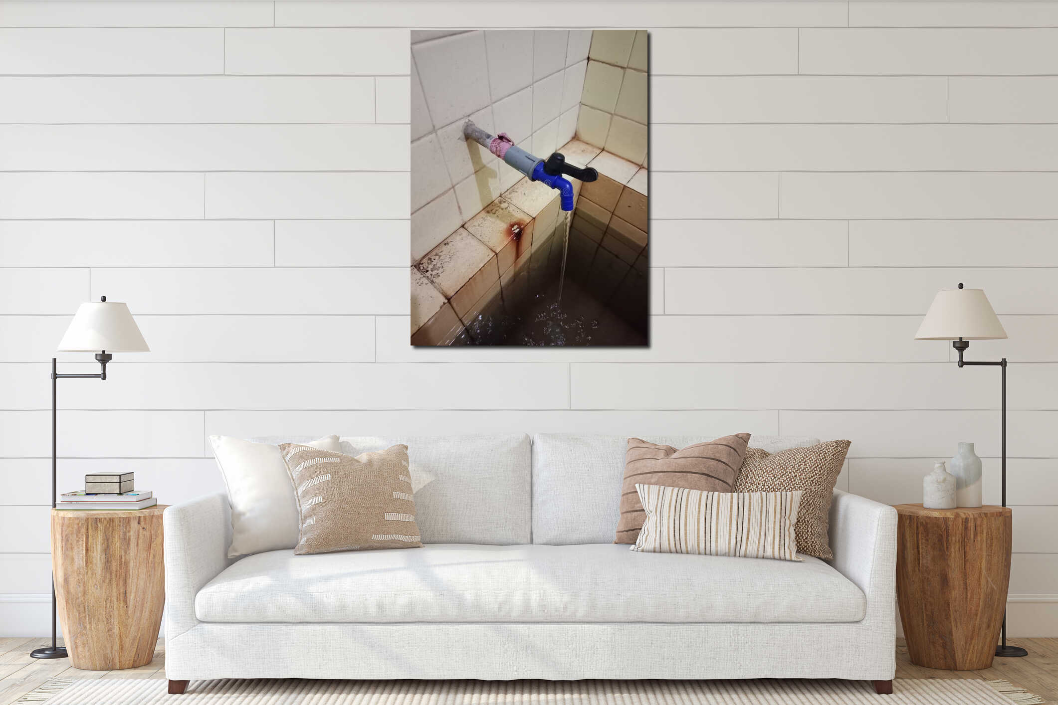 Canvas hanging interior mockup