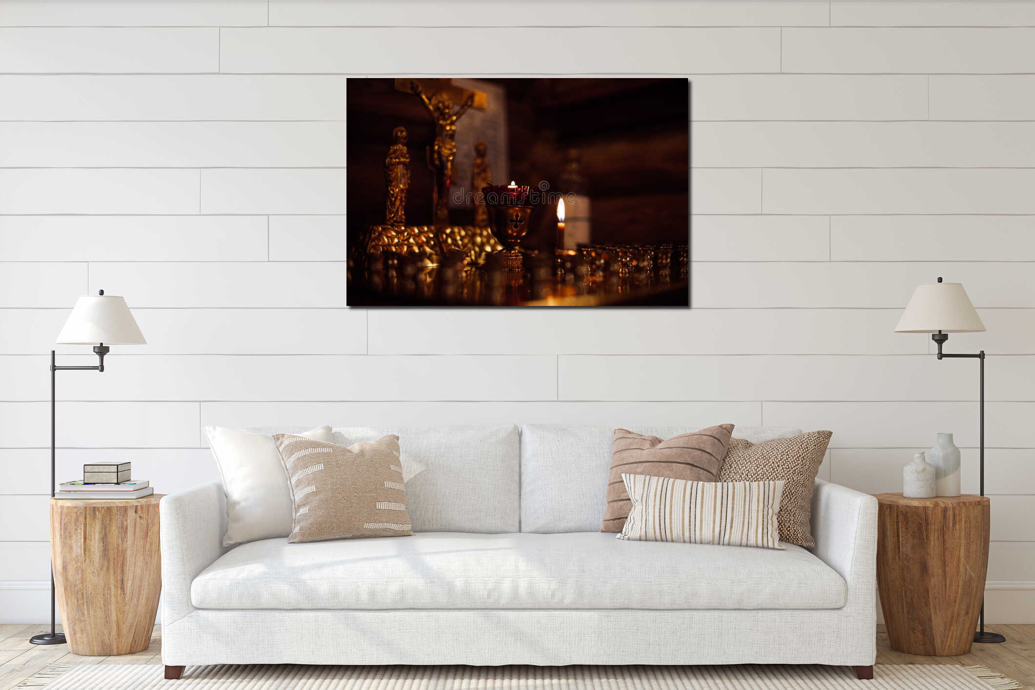 Canvas hanging interior mockup