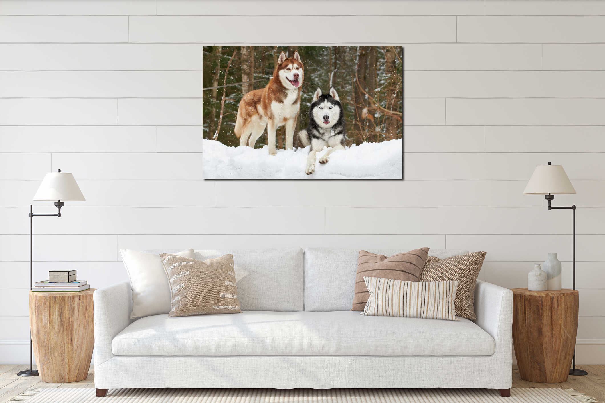 Canvas hanging interior mockup