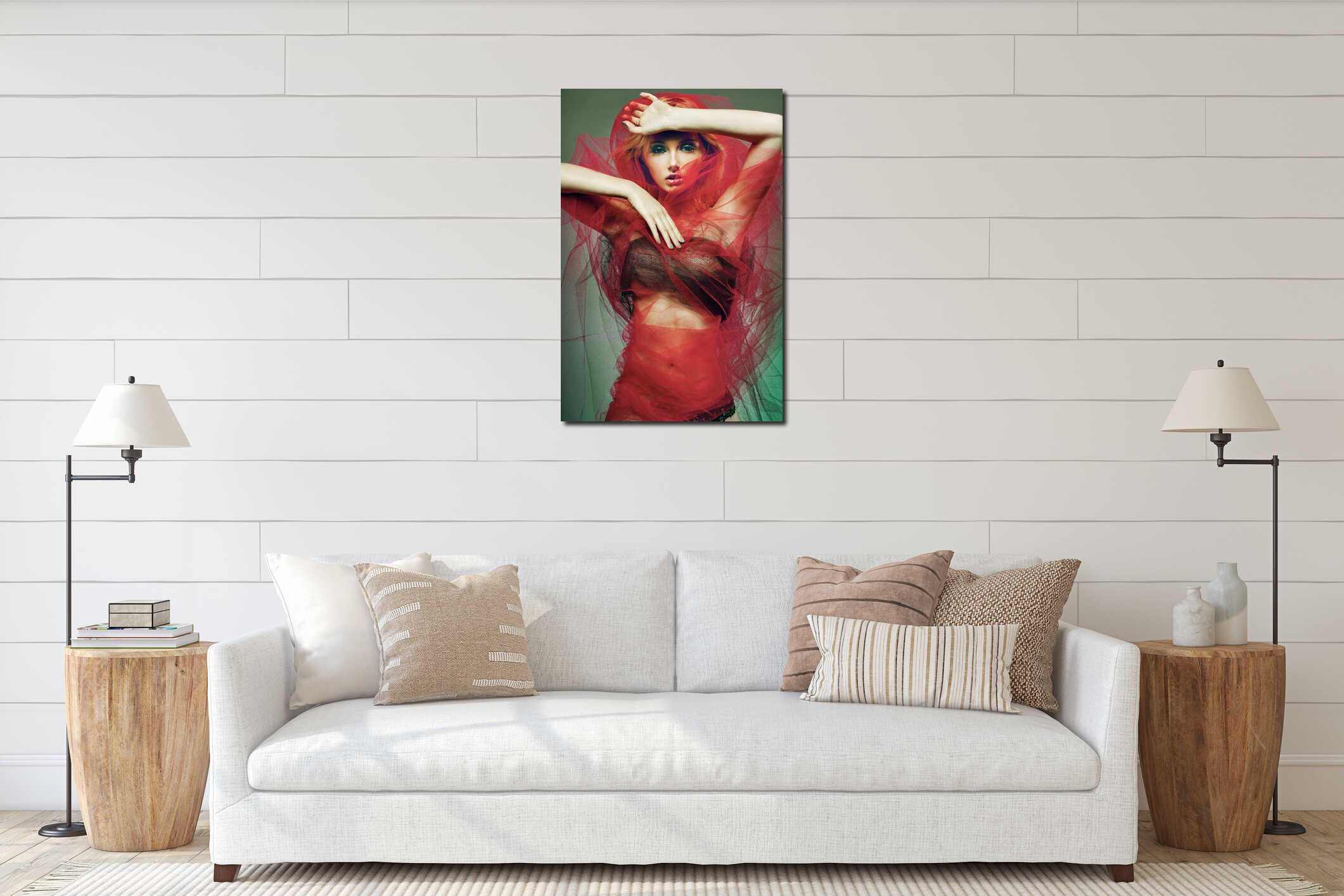 Canvas hanging interior mockup