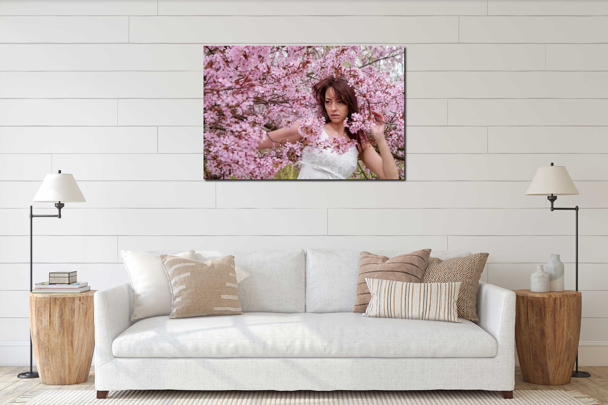 Canvas hanging interior mockup